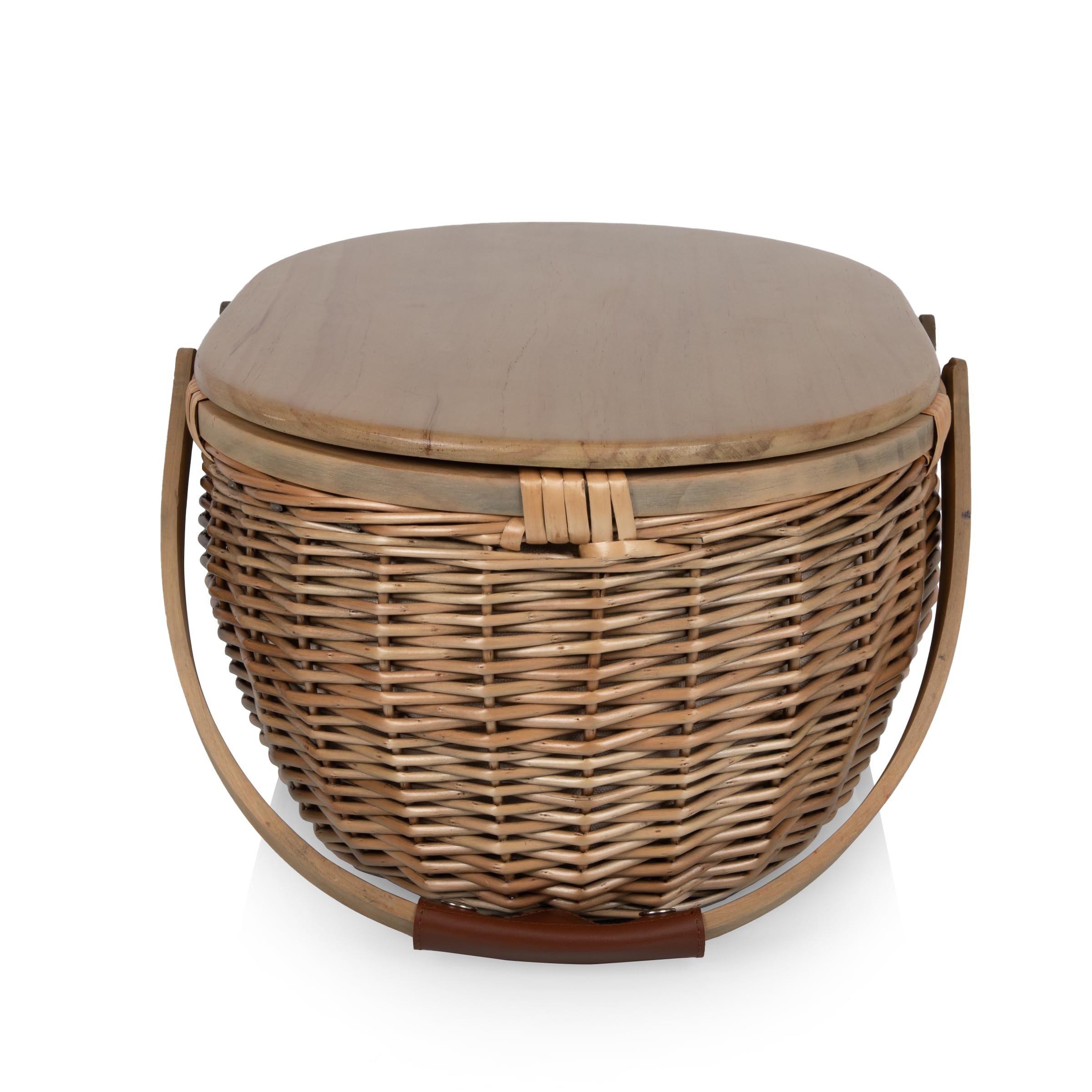 PICNIC TIME Sequoia - Cesta de picnic con compartimento refrigerador, cesta de picnic tejida con bolsa térmica extraíble, cesta de picnic de mimbre vintage, (beige)
