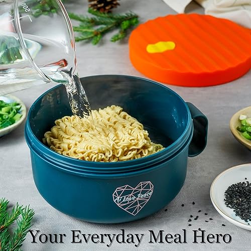 Miniatura 7 de AI LOVE PEACE Tazón para ramen, 40 onzas, para cocinar fideos en microondas para ramen, Pho, sopa y pasta, apto para lavavajillas y portátil, ideal