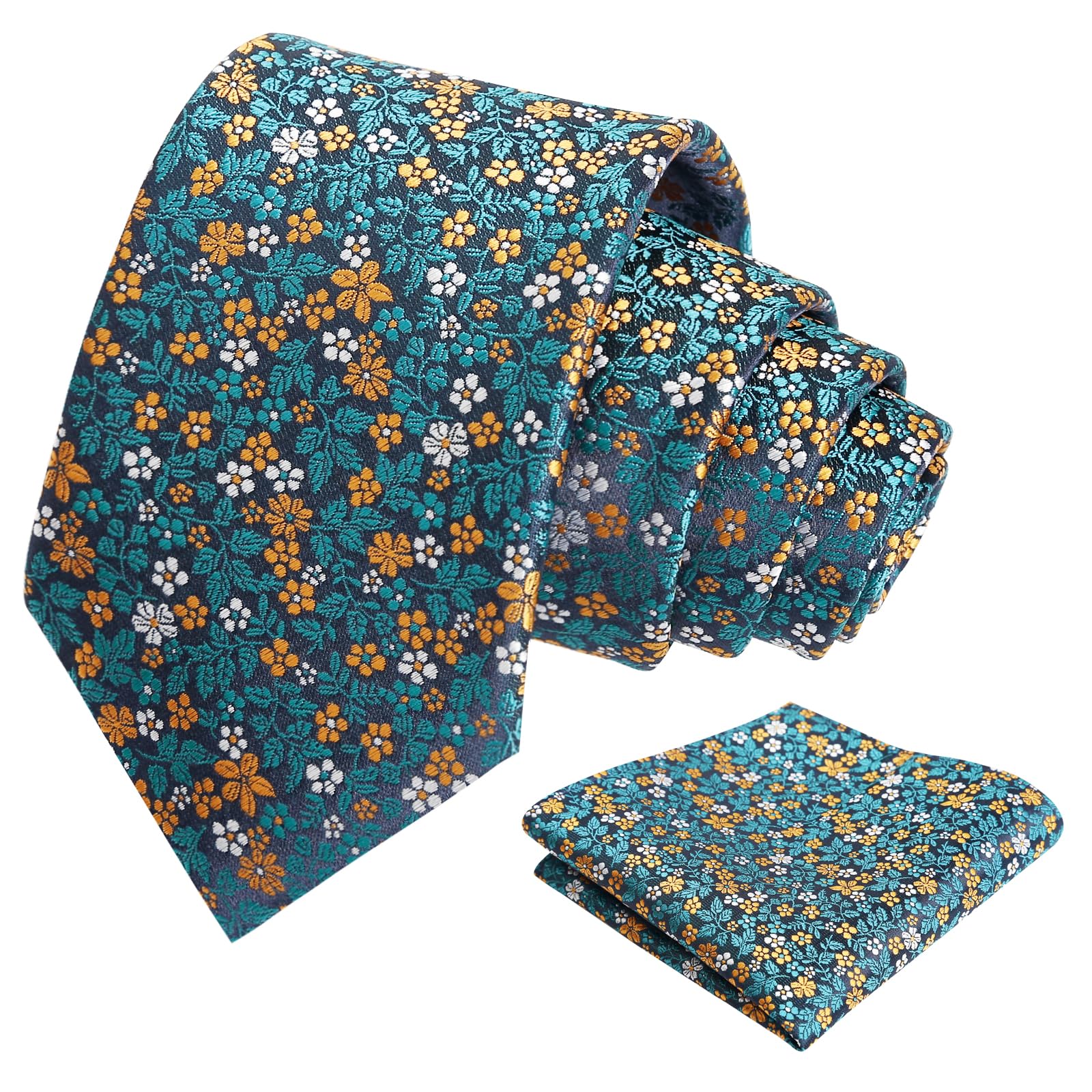 Alizeal Mens 3.15'' Floral Tie with Pocket Square