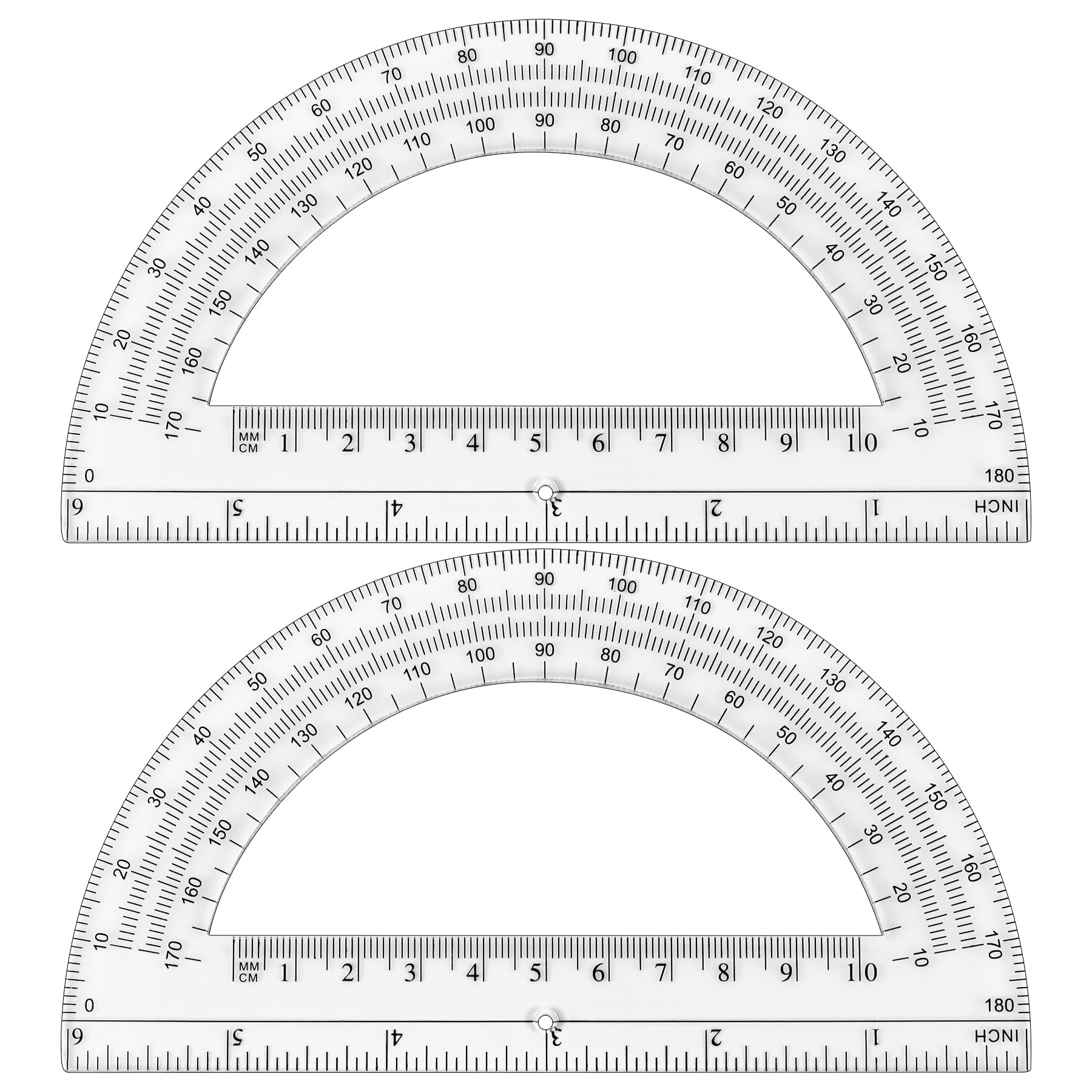 plastic protractor math protractors 180 degrees for geometry classroom student school office supplies 6 inch pack of 2 clear