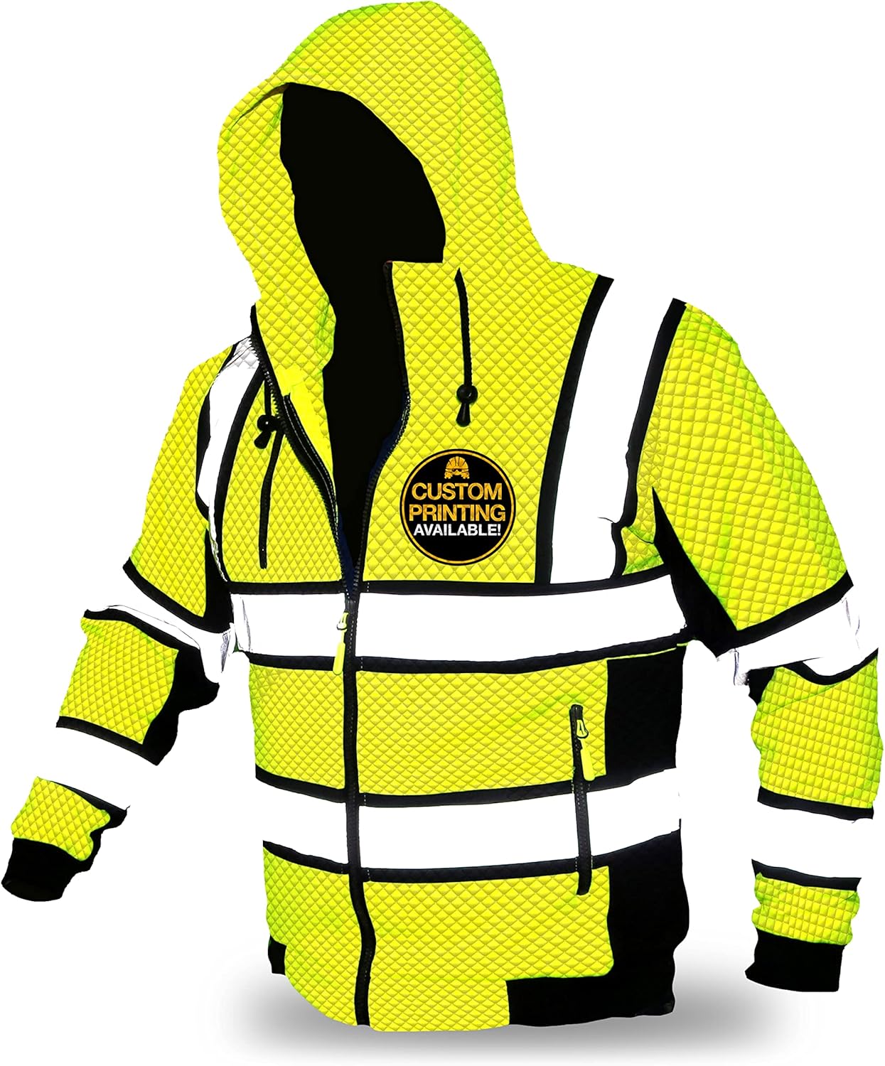 KwikSafety - Charlotte, NC - Men's Fleece Safety Hoodie | PPE Hi Vis Lightweight Reflective Jacket