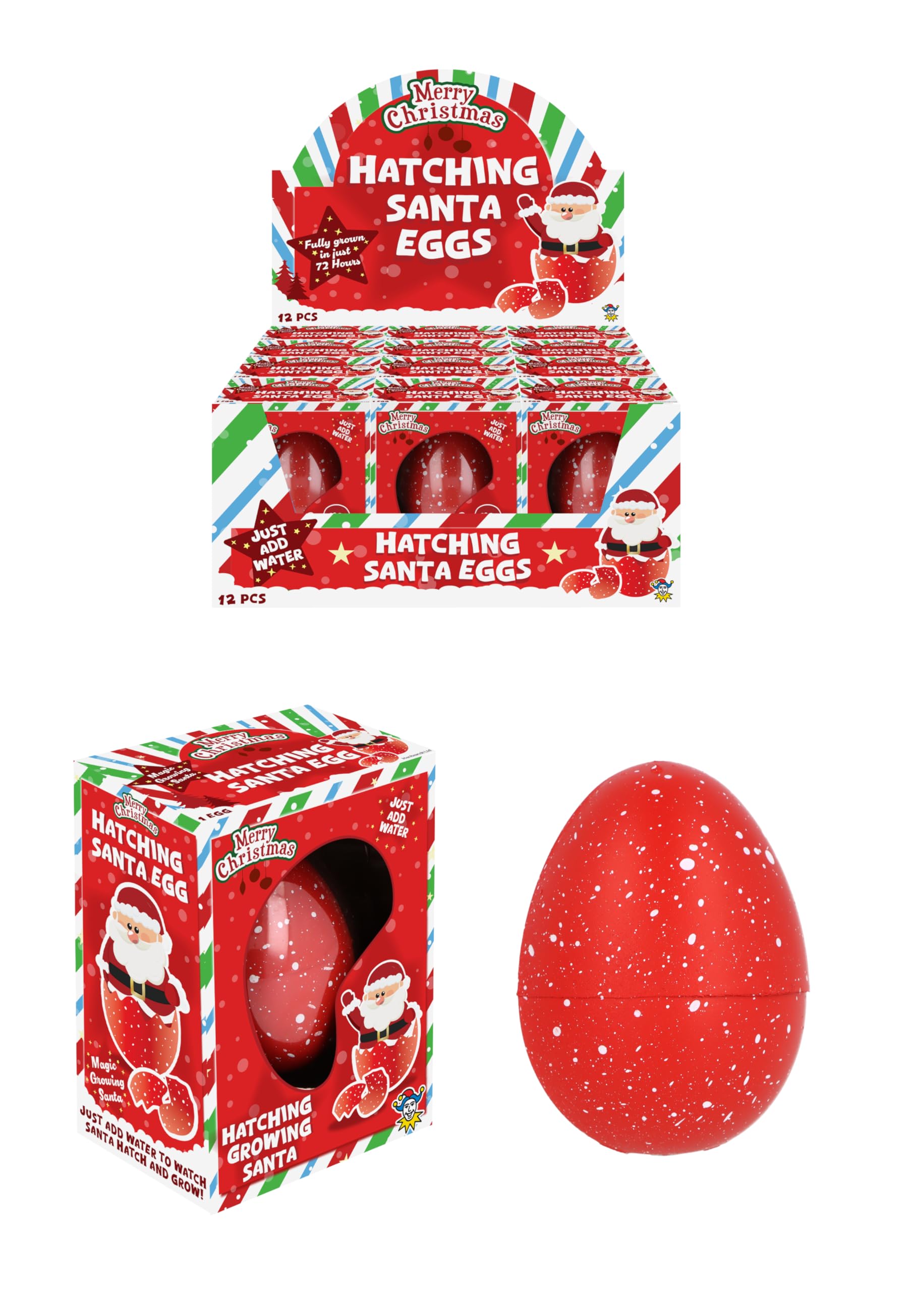 HENBRANDT Single Christmas Hatch and Grow Santa Claus Snowman Toy Hatching Egg Kids Stocking Filler Xmas Growing Egg Christmas Eve Box Party Favours Loot Bag Fillers Lucky Dip for Boys and Girls