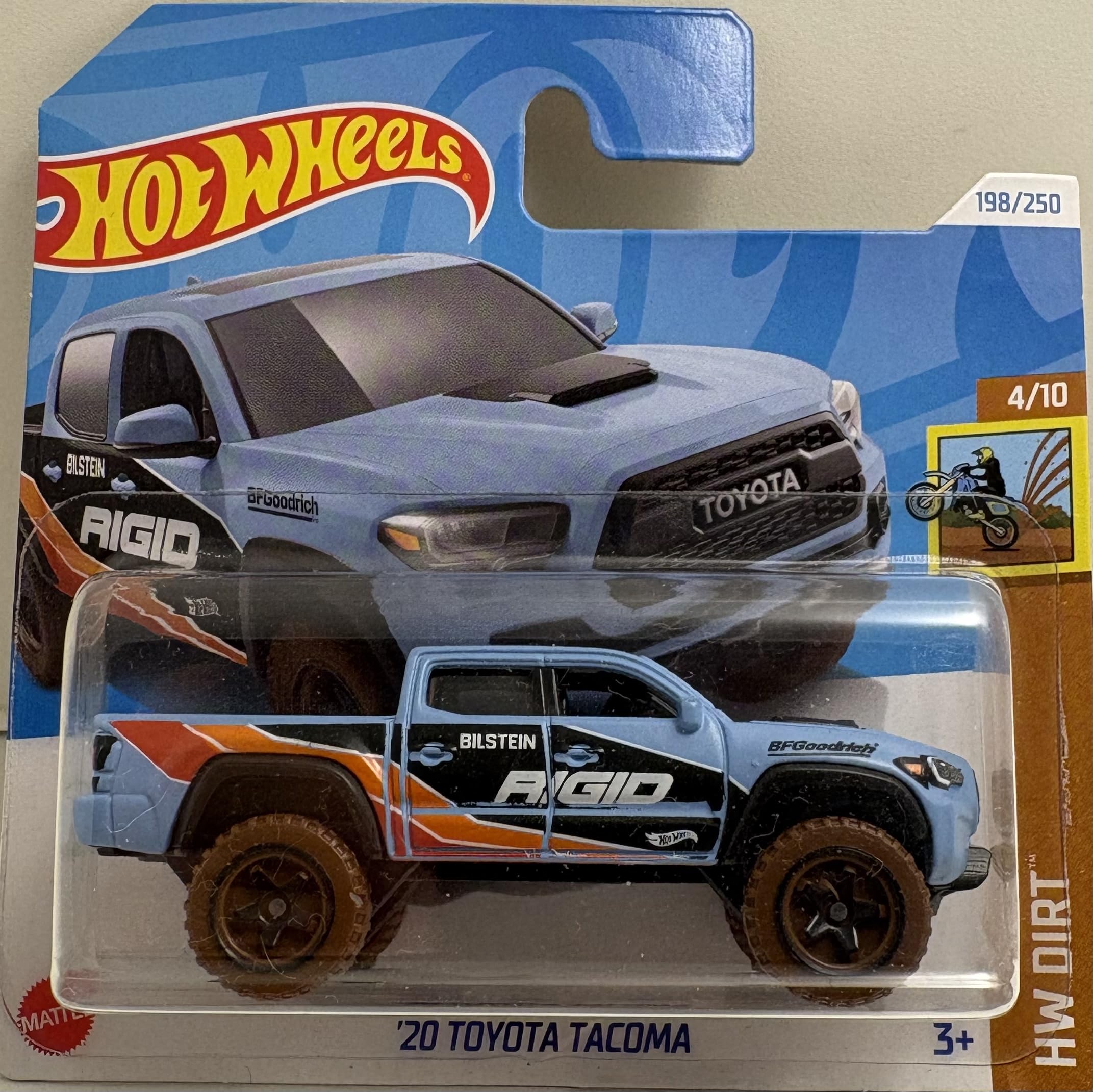 Hot Wheels Toyota Tacoma 2020 Blue HTB27 - Licensed Toyota Model with Rigid, Bilstein & BFGoodrich Decals - HW Dirt 2024 - 1:64