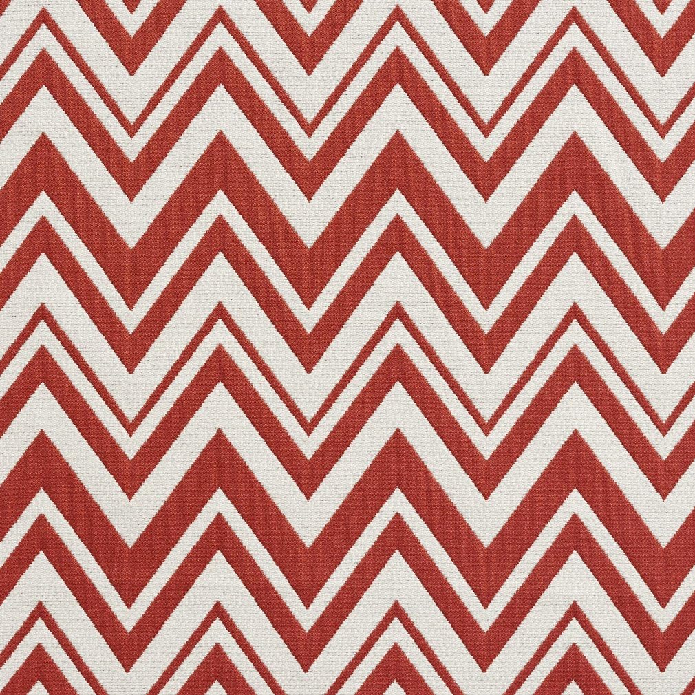 B0010D Red and White Zig Zag Chevron Contemporary Upholstery Fabric by The Yard- Closeout