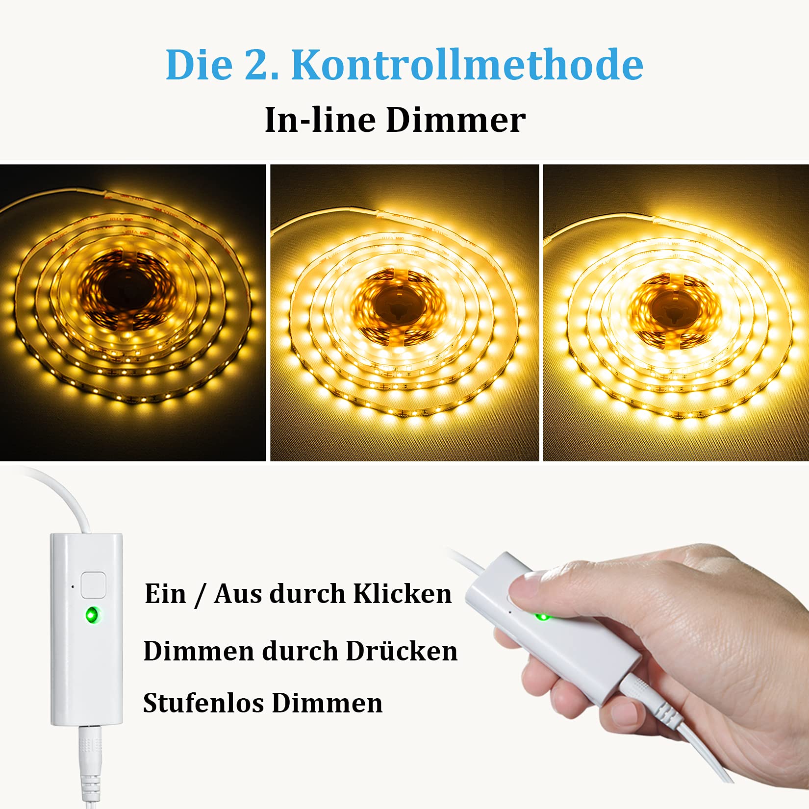 WOBANE Striscia Led 10 Metri Bianco, Strisce Led Luce Calda 3000K con Telecomando Dimmerabile, 2*5m Striscia Led Adesiva con Alimentatore 12V per Camera,Soggiorno,Festa,Cucina Sottopensile, 600 LEDs