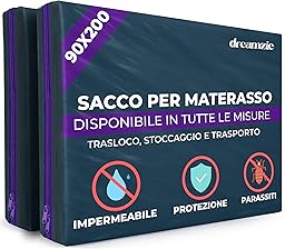 Dreamzie Coprimaterasso in Plastica Opaca 90x200 cm, Custodia Materasso per Trasloco, Stoccaggio e Trasporto con Cerniera (Spessore 30 cm), Resistente Agli Strappi, Set di 2