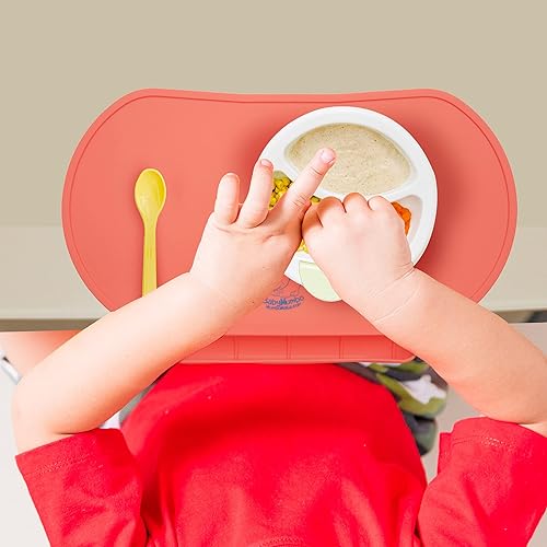 Miniatura 5 de Tapete individual de silicona para niños, Baby Mumbo, calidad alimentaria con bordes elevados únicos para prevenir derrames, bandeja ligera,
