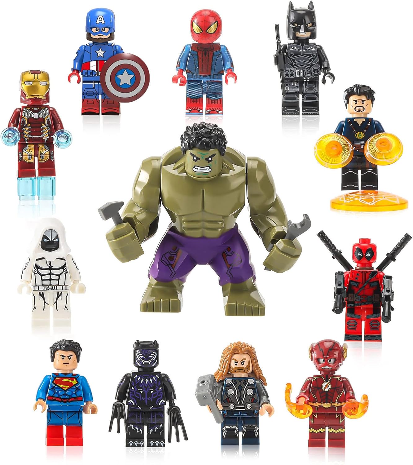 12Pcs Hero Action Figures Building Blocks Set, Anime Character Stitching Toys, Mini Figure Kits