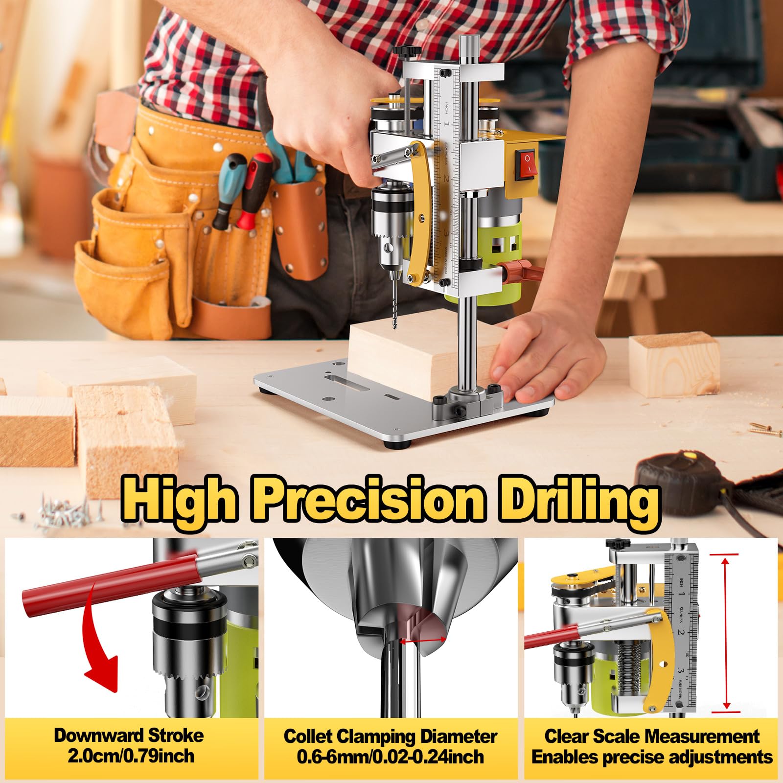 Bankboormachine, Mini Kolomboor Precisie Tafel Boormachine Draagbare Tafelboor CNC 795 Motor B10 Chuck Metaal Houten DIY Ambachten Tool, Elektrische boorgereedschappen Bankboormachine, Mini Kolomboor Precisie Tafel Boormachine Draagbare Tafelboor CNC 795 Motor B10 Chuck Metaal Houten DIY Ambachten Tool, Elektrische boorgereedschappen