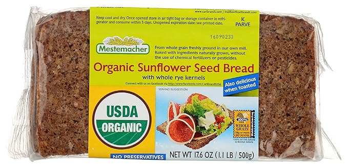 Mestemacher, Bread Sunflower Seed Organic, 17.6 Ounce