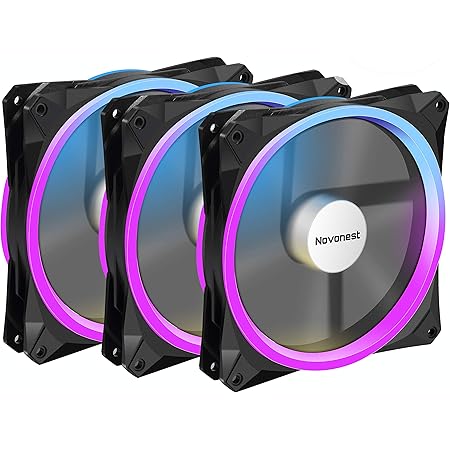 Novonest 140mm Rgb Pcケースファン Ledリング搭載 静音タイプ 25mm厚 6pin リモコンで制御 3本1セット Rgb143 3 ｎｏｖｏｎｅｓｔ