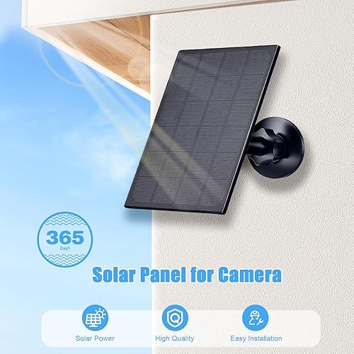 Miniatura 5 de Zivif Panel solar para cámara de seguridad, cargador solar de 2 W con puerto micro USB y USB-C para cámara de batería recargable, con soporte de