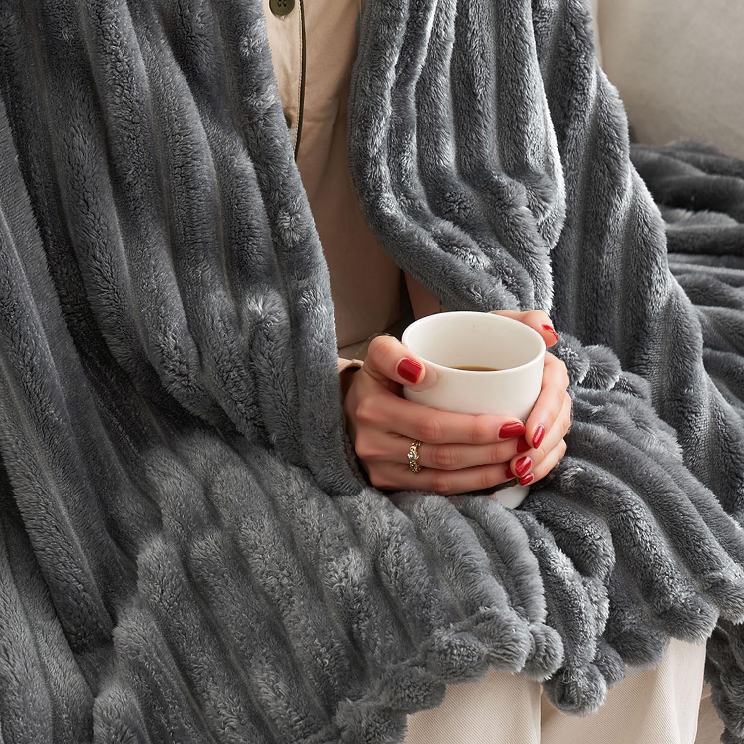 Coperta Pile Matrimoniale 150x200cm | Velluto Morbido Per Divano E Letto | Verde Chiaro - Foto 6