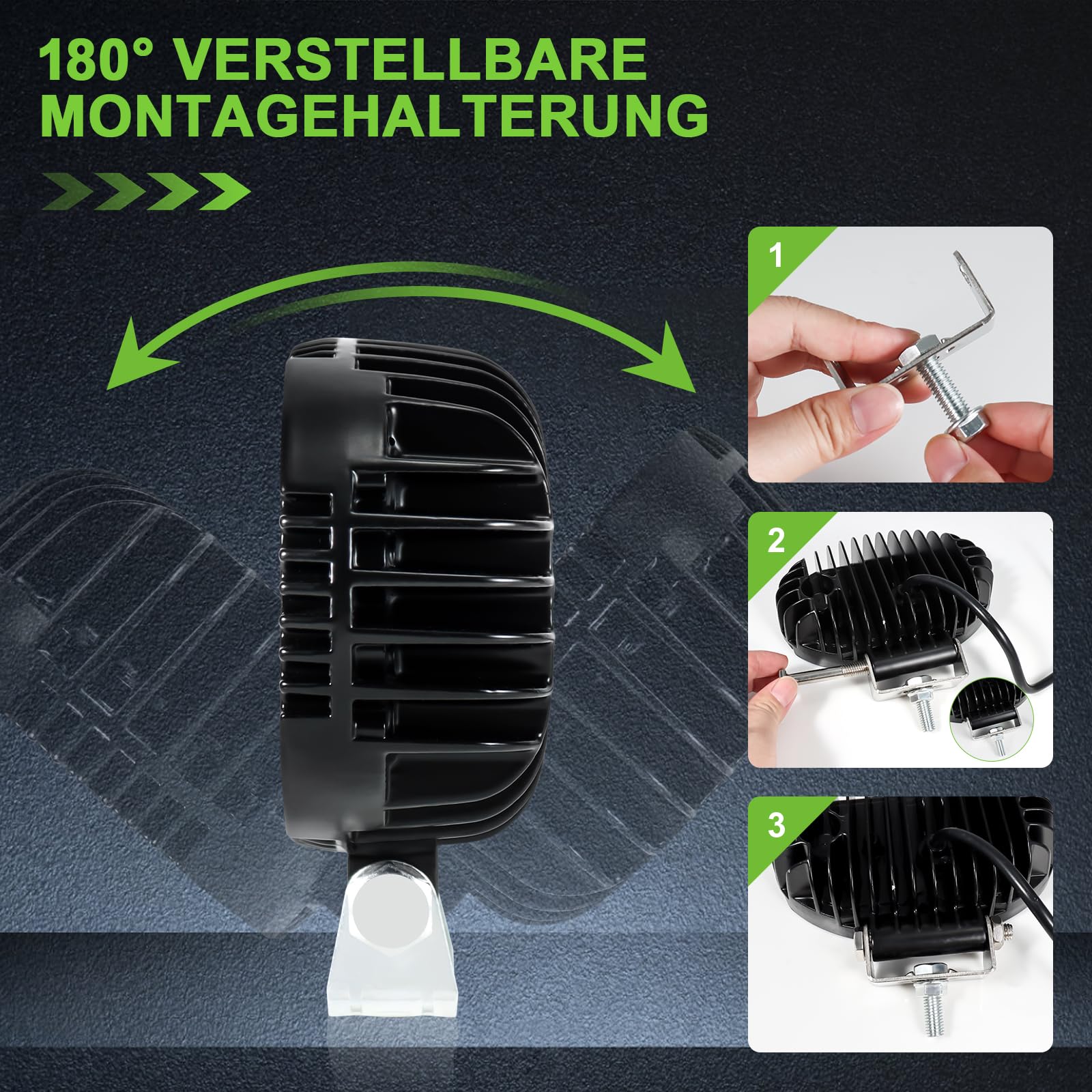 2 Stück LED Flutlicht Arbeitsscheinwerfer mit Orange Weiß Positionslicht 12V 24V Zusatzscheinwerfer für Bau und Industrie sowie LKW, Offroad