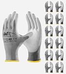Tarantula PU Gants de travail enduits, Gants en nylon sans couture pour hommes et femmes, Grip lisse sur les doigts et les palmiers, Idéal pour le travail de service général, 12 Paires, Gris, X-Grande
