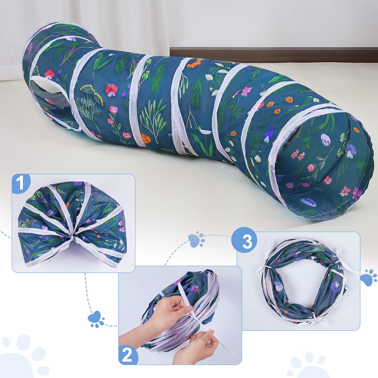 Glittme Túnel para gatos, túneles para gatos de interior, cueva de gato Peekaboo en forma de S con juguetes para gatos, tubos plegables para gatos y túneles para gatos, conejo, cachorro, cobaya