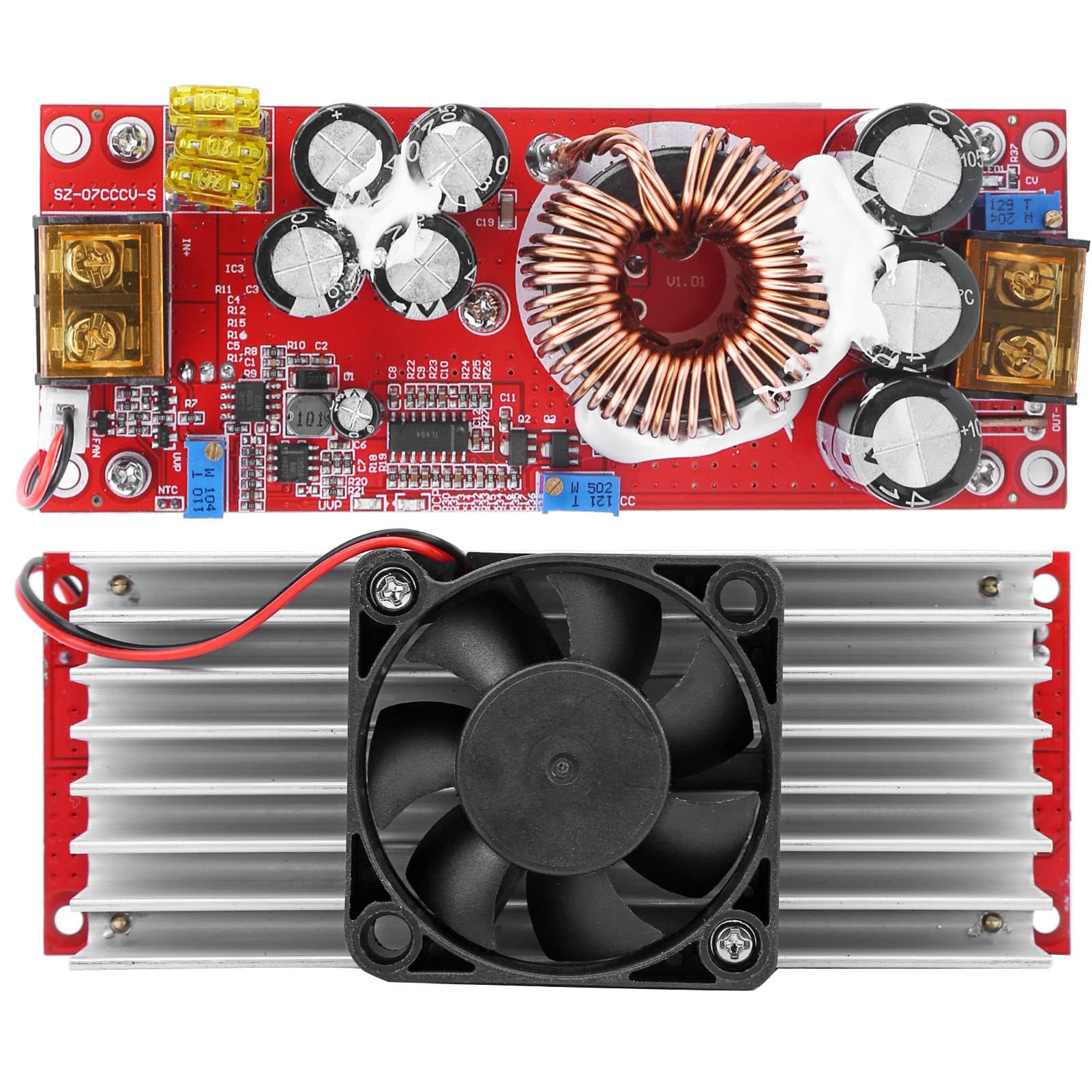 1500 W Boost Converter, modulo DC Boost 30 A, convertitore verso l'alto, modulo di alimentazione costante 10 a 60 V a 12 – 97 V con ventola intelligente