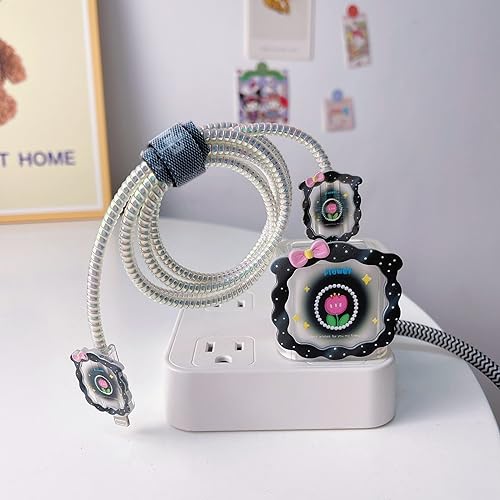 Miniatura 2 de Tospania Bonito protector de cable de bricolaje, compatible con iPhone 20 W adaptador de corriente USB-C y cable Lightning, tamaño 13