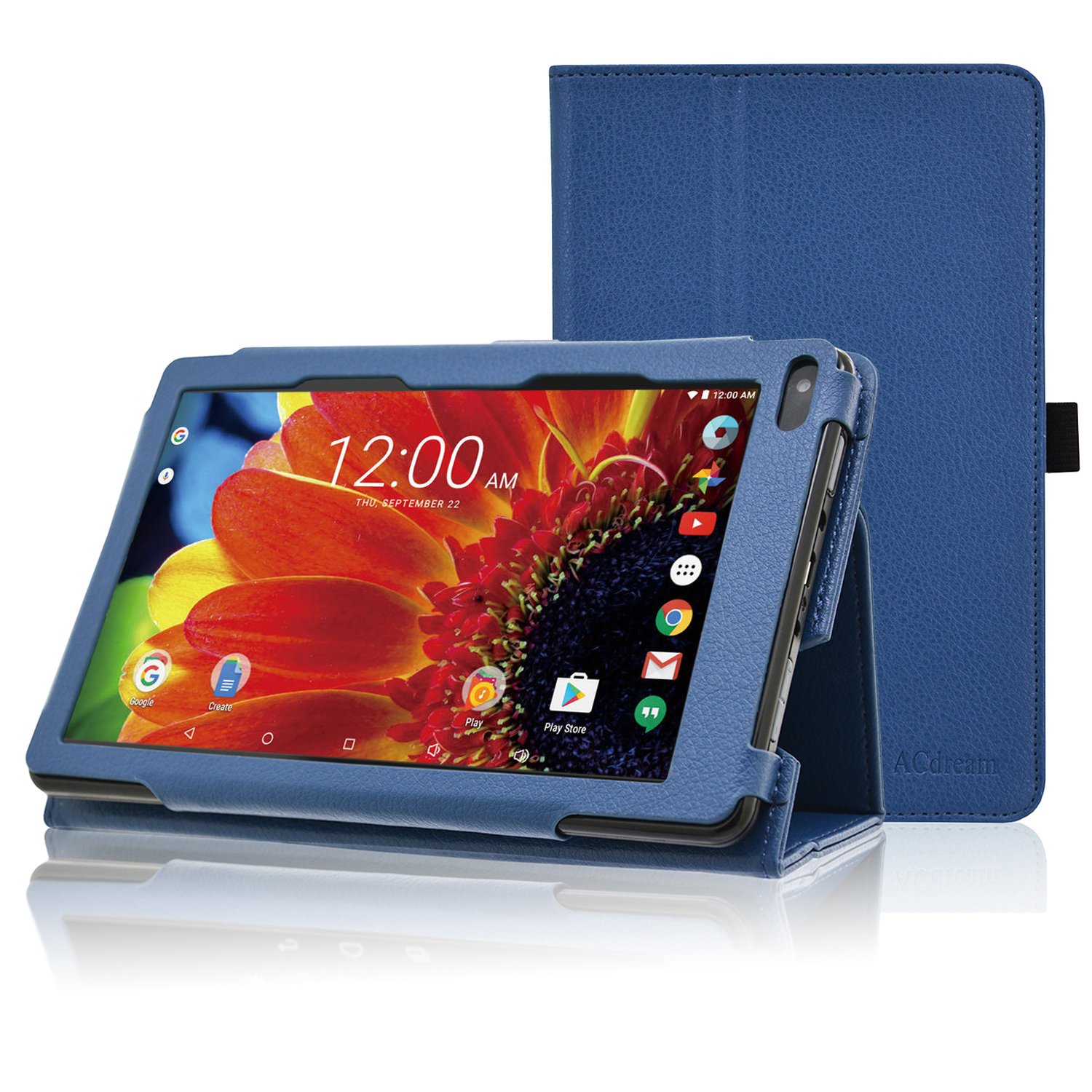 ACdream RCA Voyager 7 Case, Folio Premium PU Leather Cover Case for RCA Voyager (2016, 2017) / RCA Voyager II/RCA Voyager III RCA/RCA Voyager Pro 7" Android Tablet, Dark Blue