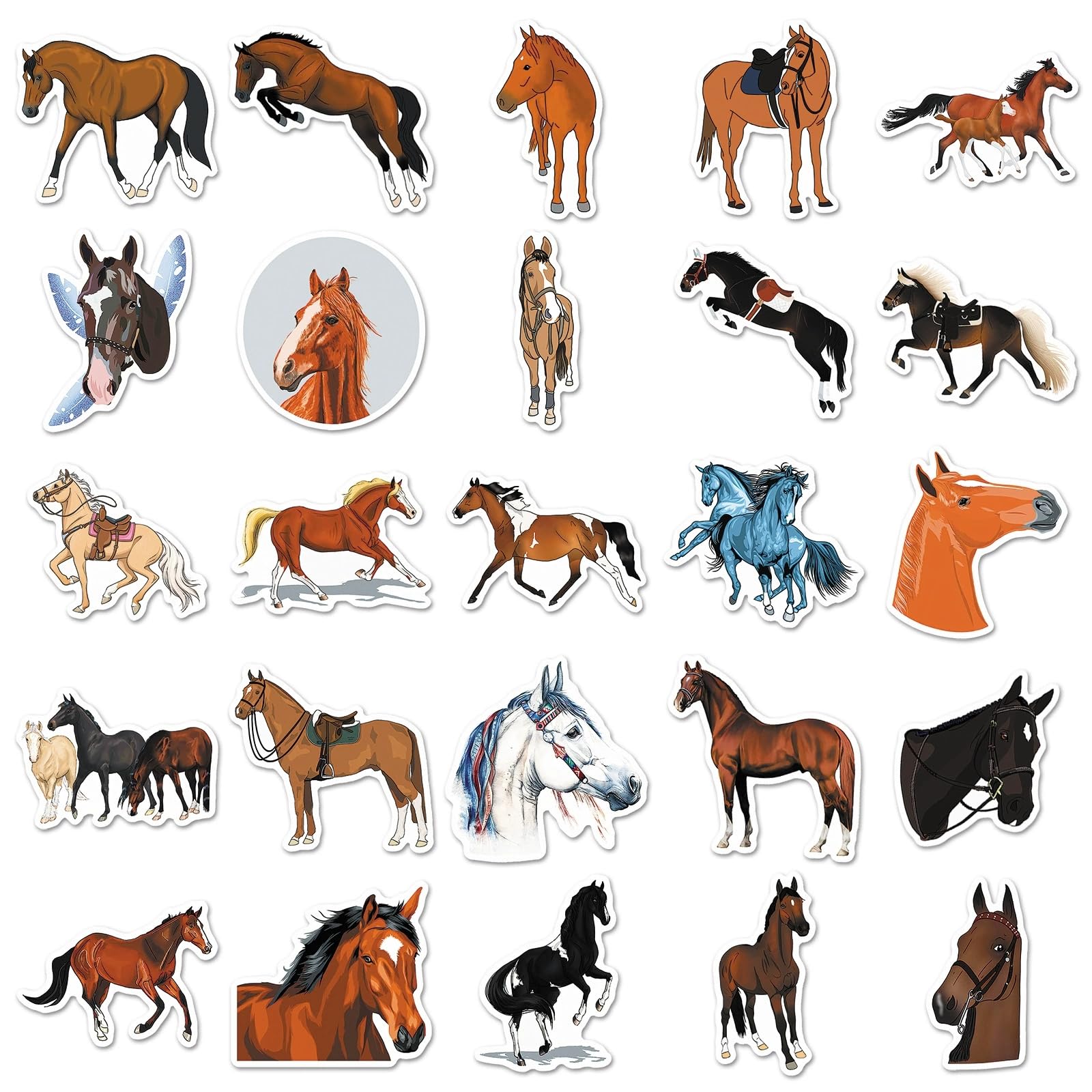 100 Pcs Horse Vinyl Stickers,Cool Horse Graffiti Stickers,Vinyl Waterproof Decals for Kids Teens Girls,Phone Laptop Bottles Skateboard Computer Phone Luggage Guitar Gifts - Image 3