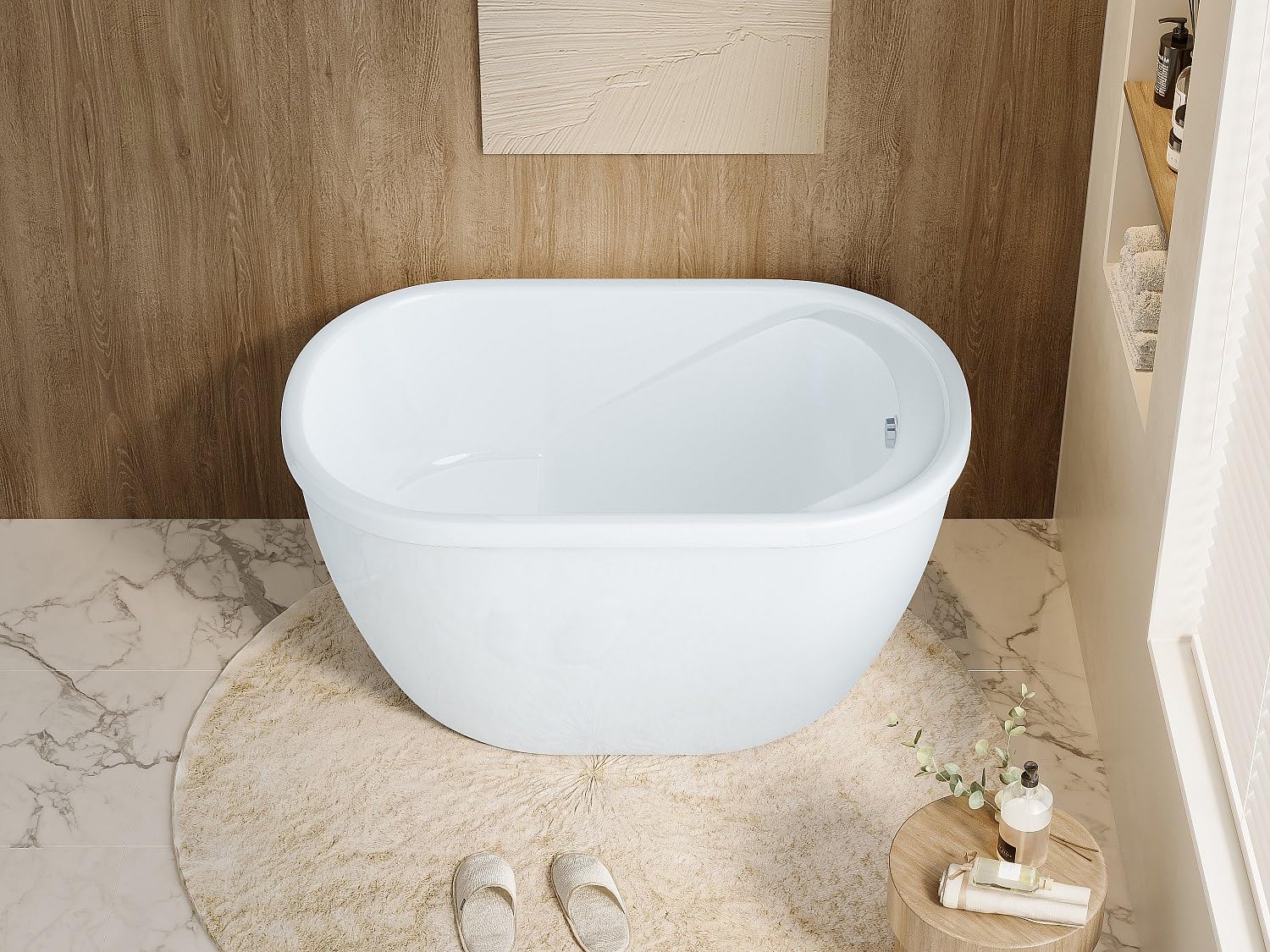 Vente-unique - Vasca da bagno freestanding 120 x 75 x H65 cm - 240L - Bianco - PICCOLA