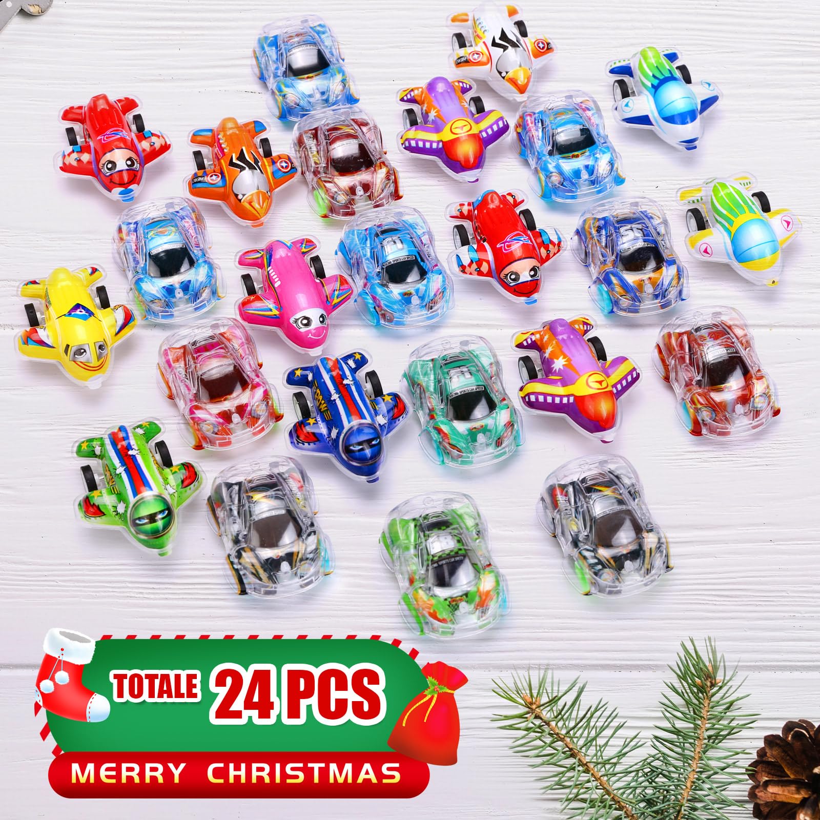 LIHAO Calendario dell'Avvento Bambino 24pz Macchinine Giocattolo Bambini Regalo di Natale per Ragazzi Ragazze Bambini