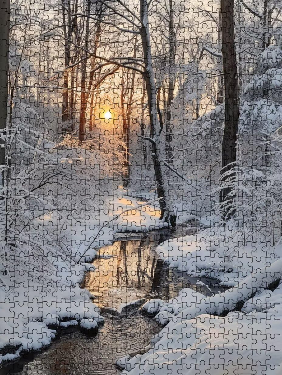 Foresta Neve Puzzle 1000 Pezzi, 3D Puzzle per Adulti Impegnativo, Educa Puzzles Artistico, Divertente E Stimolante Puzzles Decorativo per La Famiglia, Regalo e Decorazione Pareti FNKL6-891