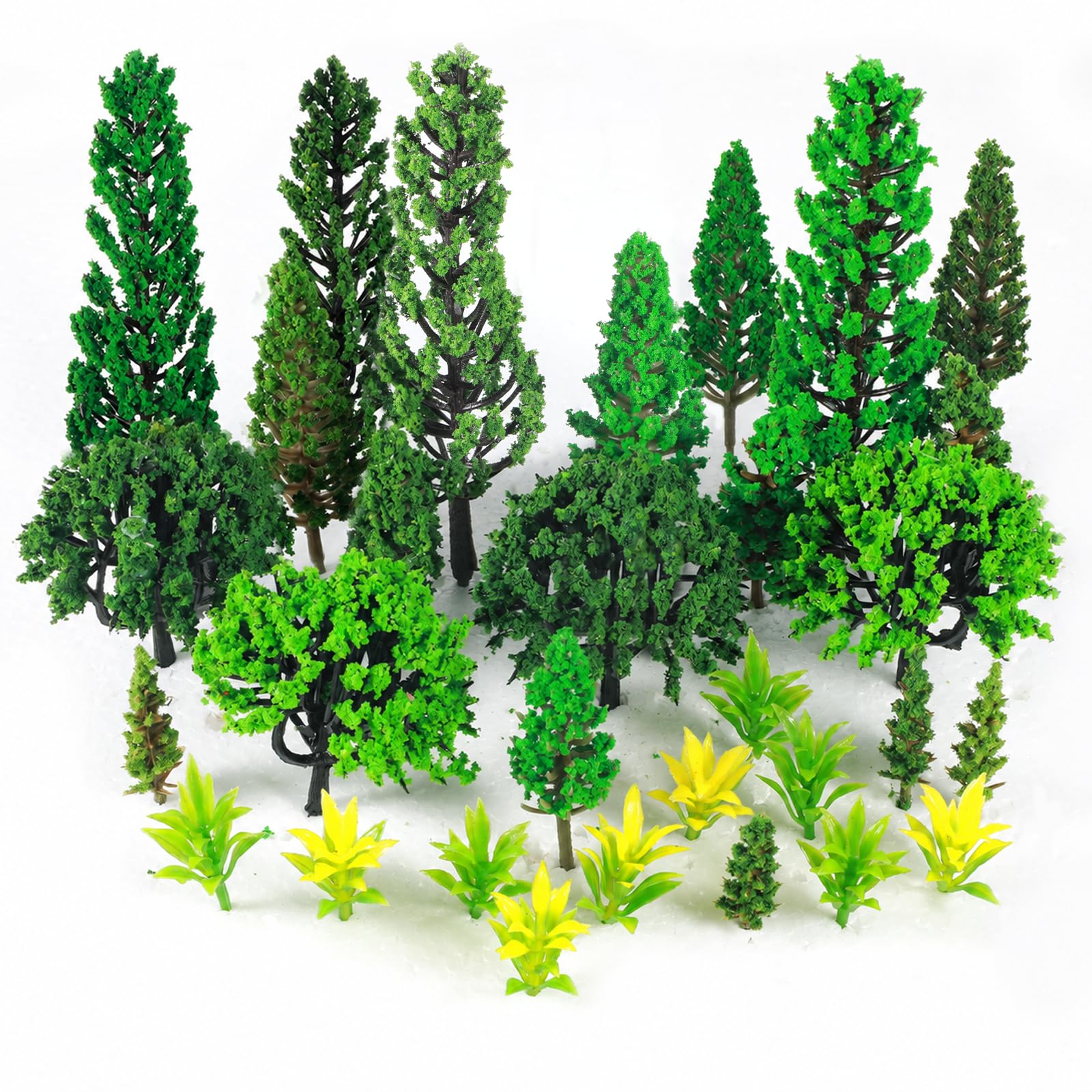 Gtziqa Model Trees Diorama Supplies 1.5-6 Inch Fake Miniature Trees 30 Pcs