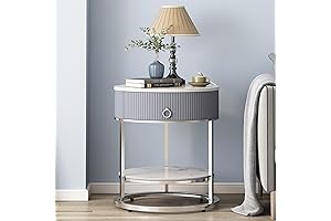 OIOG Silver Night Stand with Drawer and Shelf