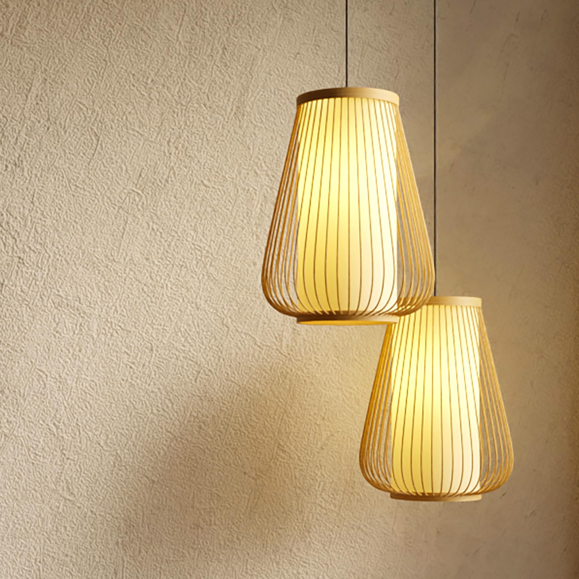 Habere India-All the Cultures Fabricating India Pendant Light | Bamboo Pendant Lamp | Bamboo Lampshade | Boho Lamps for Cafe | Rattan Lampshade | Wicker Interior Lamp (Design 02)