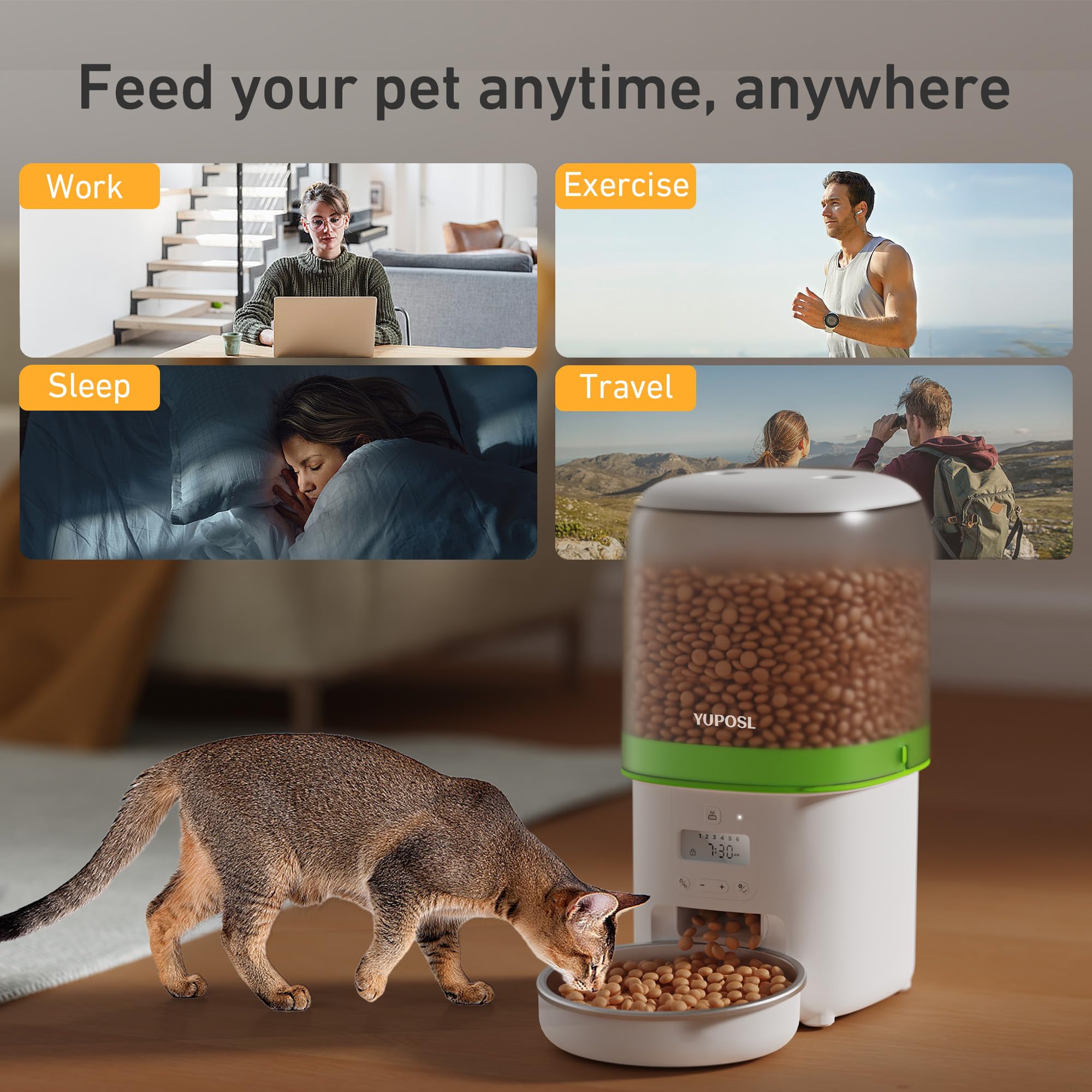Automatic Cat Feeder - 4L Timed Auto Pet Feeder for Cat and Dog with Dry Food Dispenser, 180-day Battery Life, 1-6 Meals Per Day, 1-16 Portion, Desiccant Bag Keeps Food Fresh view 9