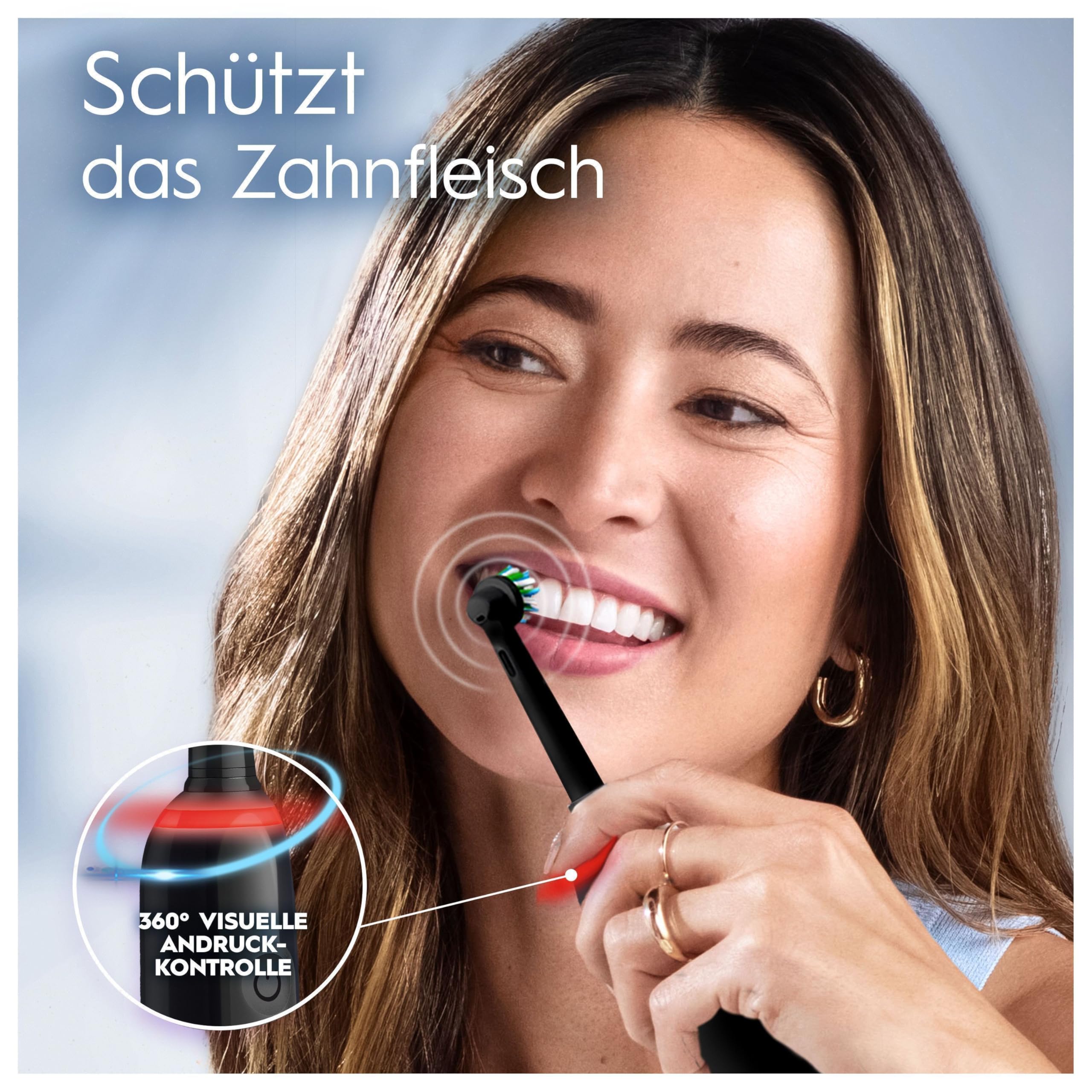 Oral-B PRO 3 series 3 Elektrische Zahnbürste/Electric Toothbrush,2 Sensitive Clean Aufsteckbürsten,3 Putzmodi und visuelle 360° Andruckkontrolle für Zahnpflege, Geschenk Mann/Frau, schwarz, 1 stück