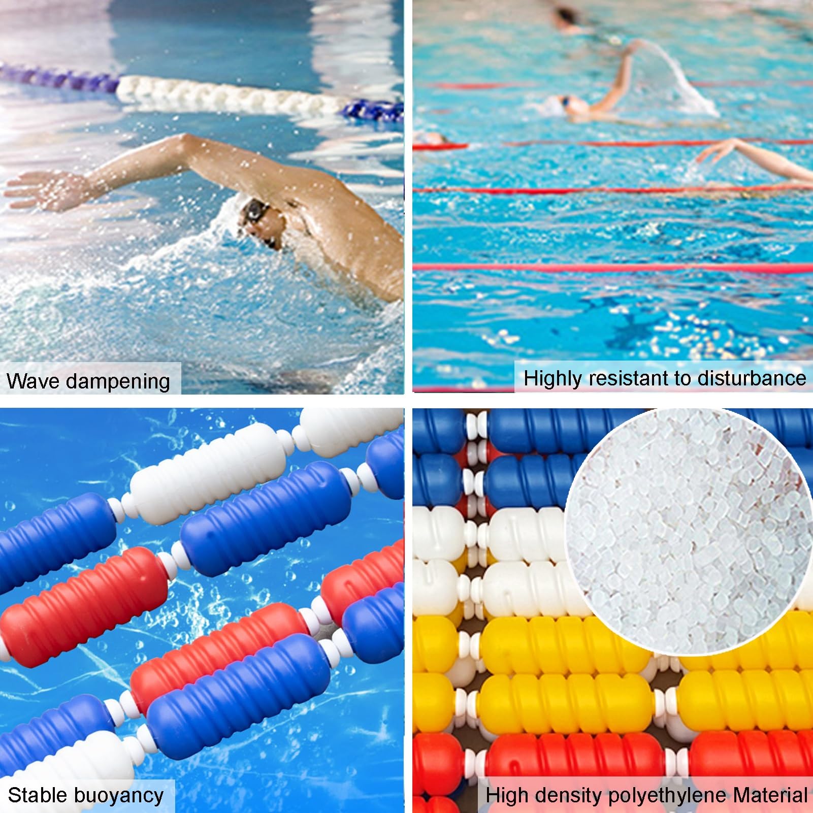 XLIHAWY Floating Pool Safety Rope, UV Protection Floating Line Floats, Safety Divider to Swim Race Lanes for Home Commercial(6cm,15m)
