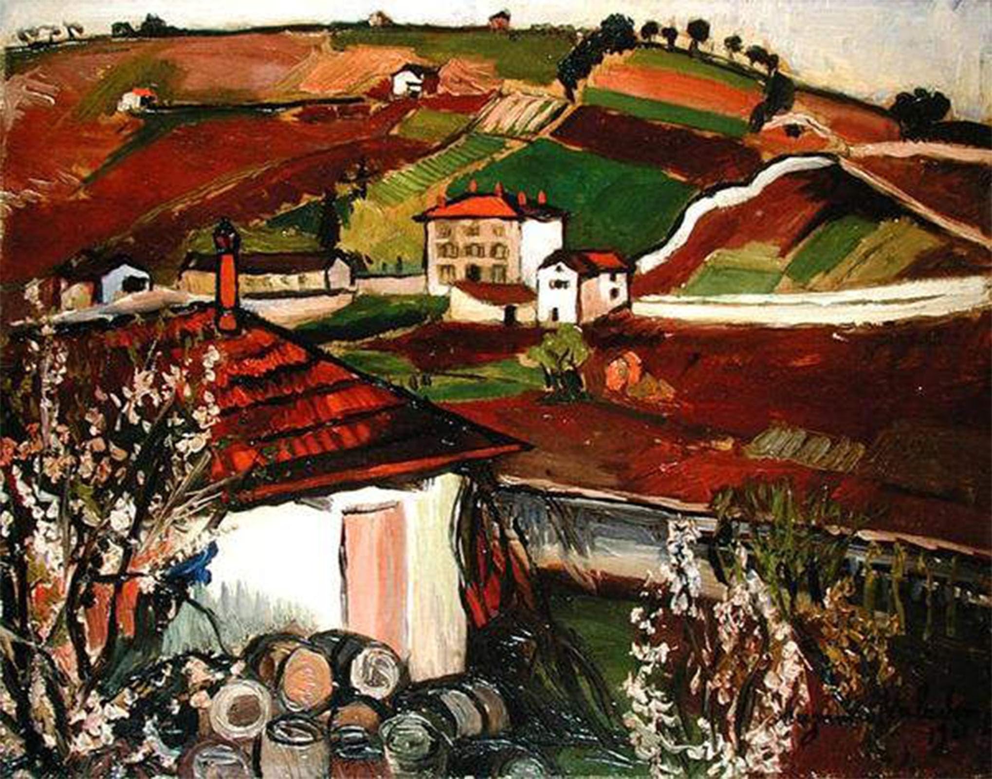 ARTXLXXBN Famous Art Print Poster Vintage Wall Art Houses in the Countryside by Marie Clementine Valadon Canvas Art Poster for Home Decor 60x90cm