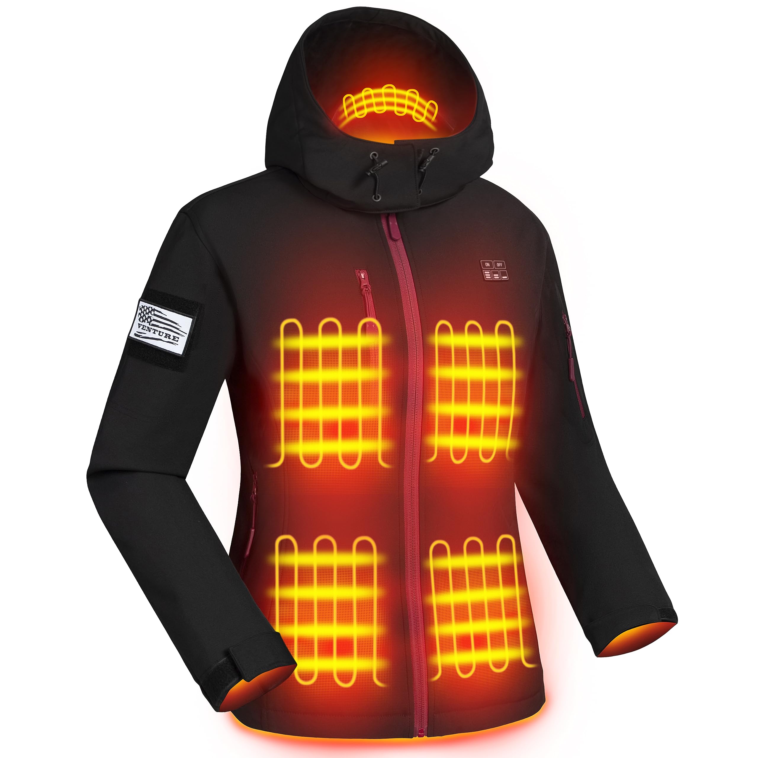 TewikySoft Shell Women’s Heated Jacket, Electric Insulated heated Jacket for Women with 10000mAh Large Capacity Battery