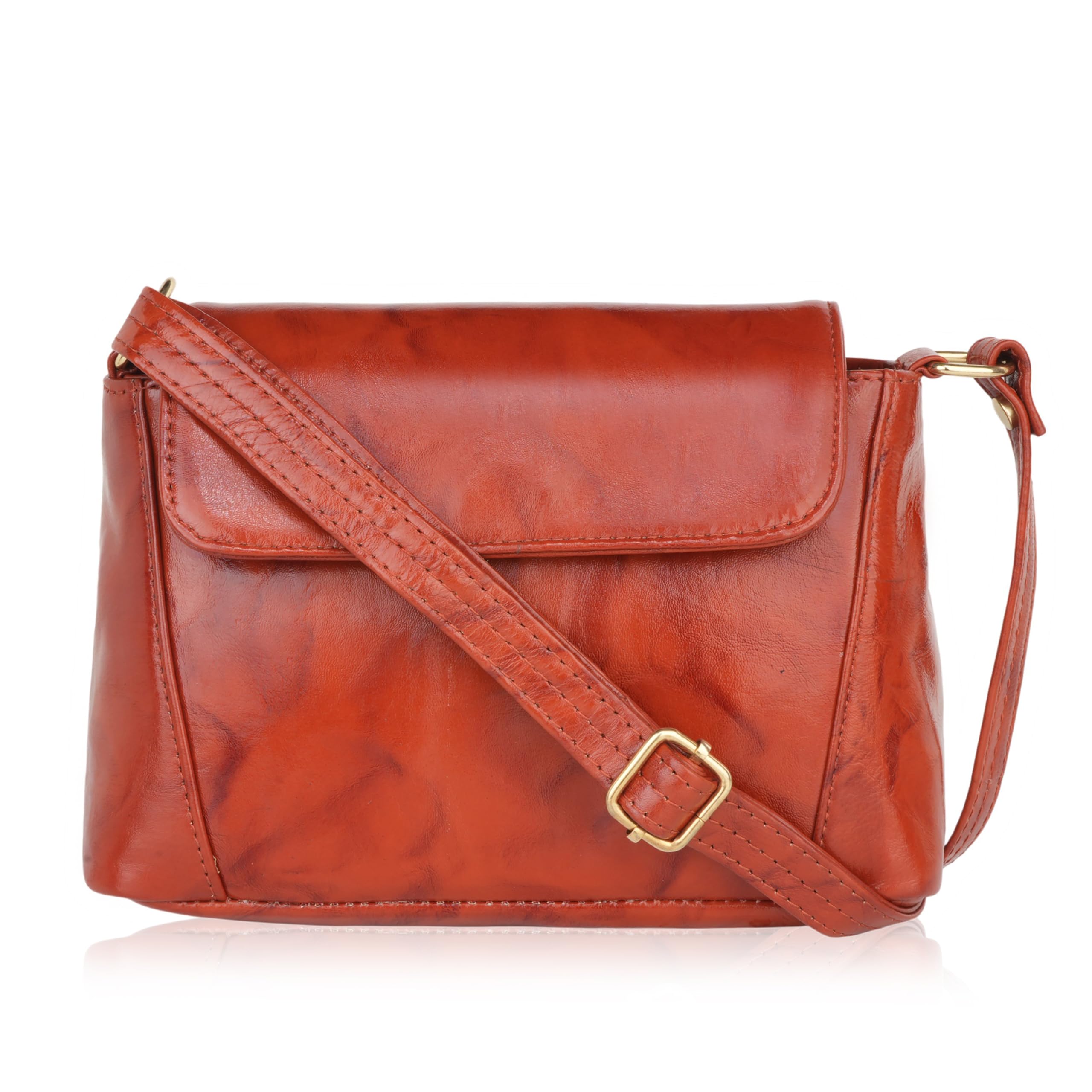 rabiya Genuine Leather Crossbody Sling Bag for Women, Brown, 9.25 x 7.25 x 3.25 Inches, Adjustable Strap with Buckle-picture-10