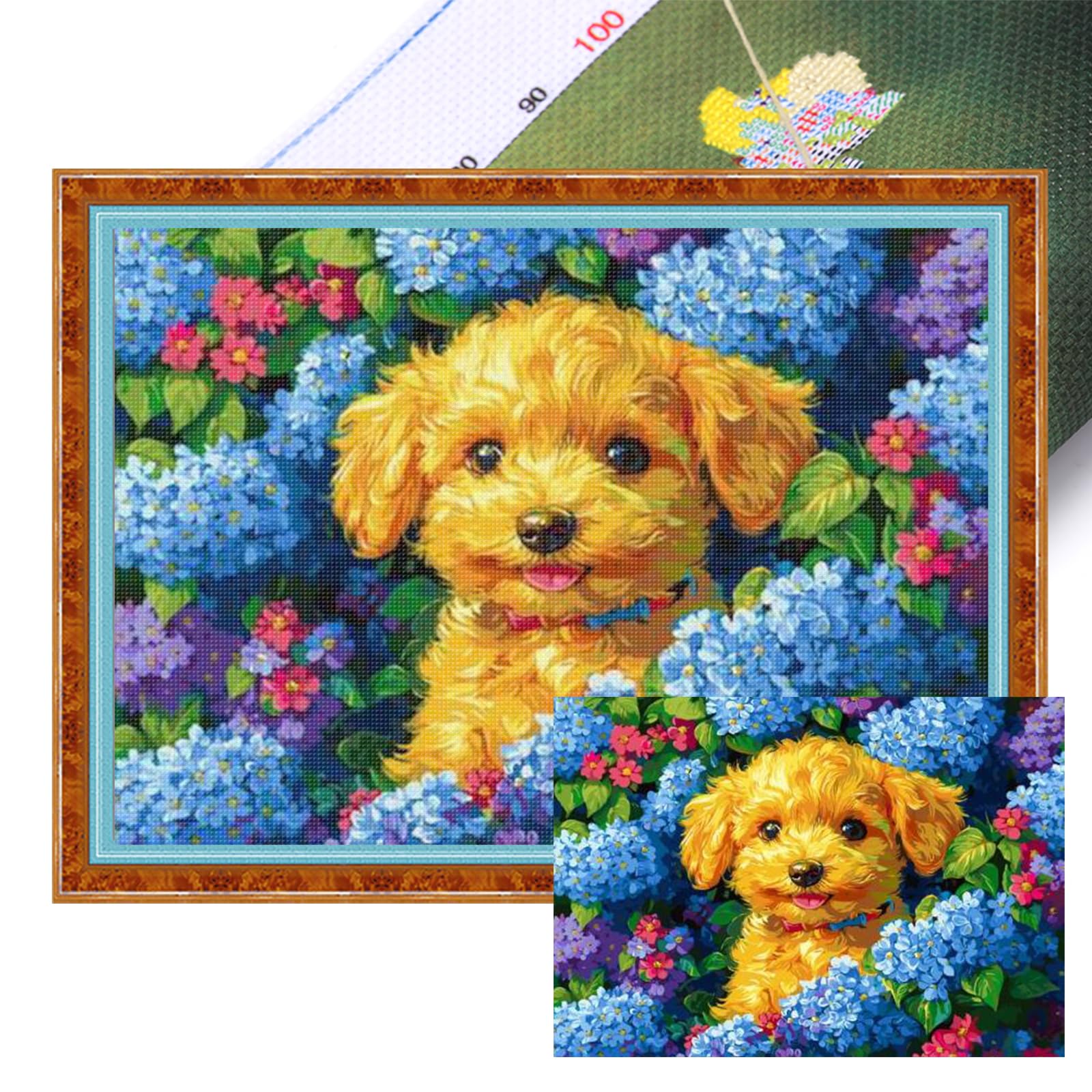 Poetrydraw 11Ctacc-12630__C__55x40 Dog Full 11Ct Diy Stamped Cross Stitch Kits Needlework Embroidery Kit 55X40cm For Beginners Adults Home Decor (11Ctacc-12630 C 55X40)