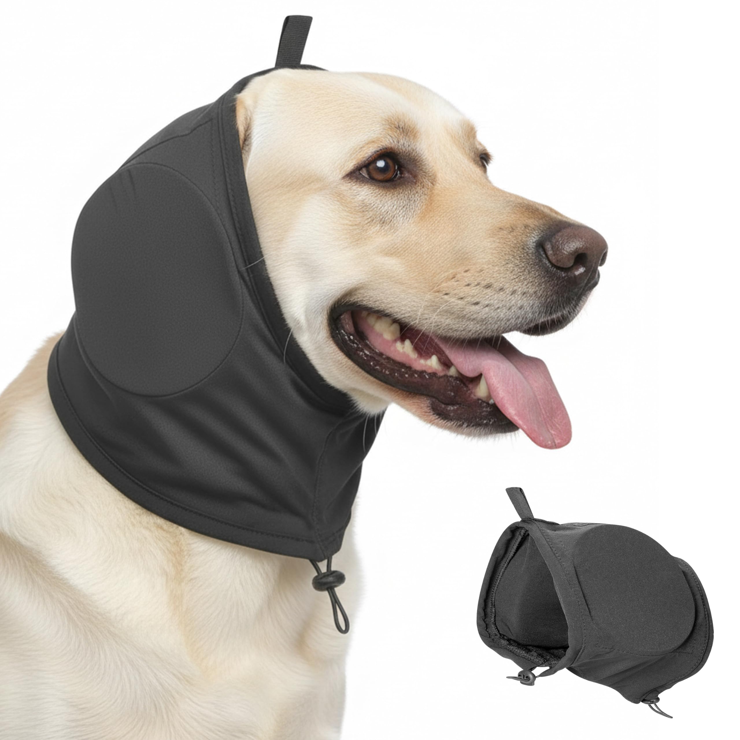 Wood Homing Dog Ear Defender Noise Cancelling - Warm Dog Ear Protector Muff Warp for Calming Anxiety Relief Hear Protection Adjustable Puppy Head Cover Hat for Sleep Groom Drying Firework Thunder