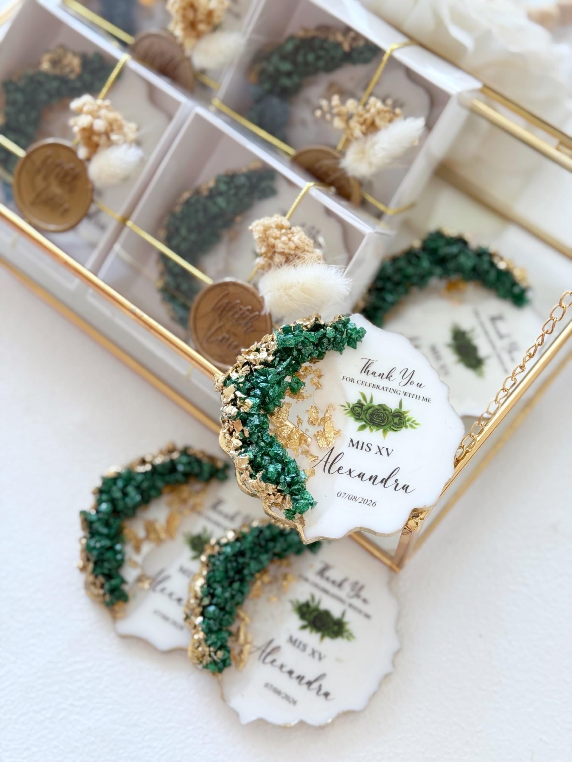 Personalisierte Sweet 16 Gastgeschenke, Quinceañera Partygeschenke für Gäste, Individuelle Erinnerungsstücke mit Schmetterling & Wachssiegel, Sweet 15 & 16 Geschenk (30 Stück mit Geschenkbox)