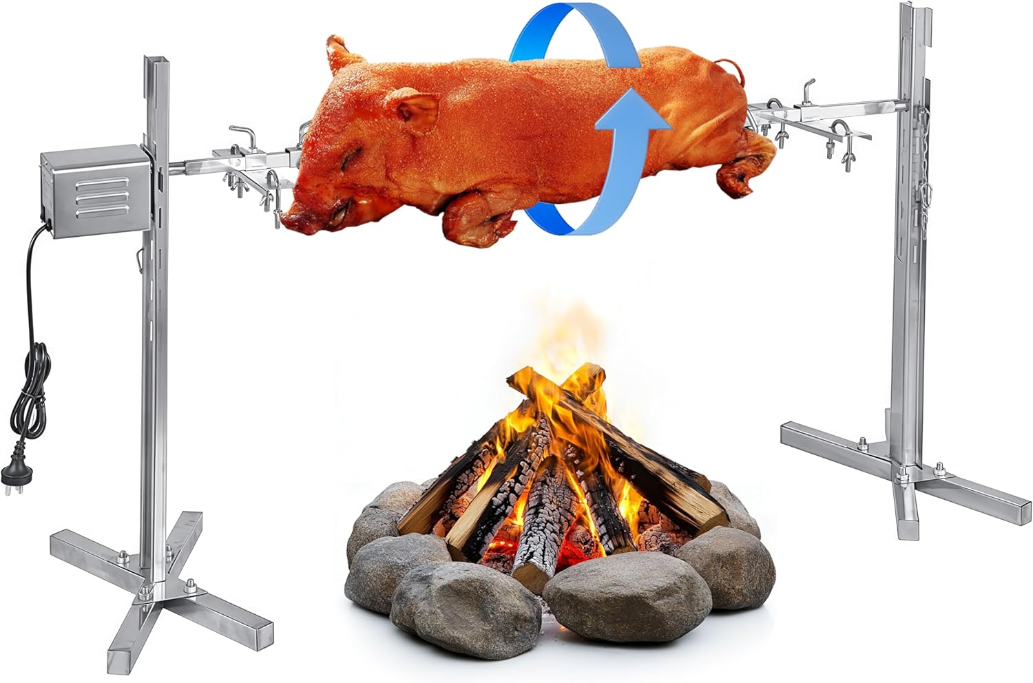 Kolice Rotisserie Grill, 43in Electric Rotisserie Grill Kit 5 Level Height, BBQ Grills Rotisseries Kit with 88 lbs Load Capacity, Asador de Puerco, Stainless Steel Automatic Grilling Kits for Parties