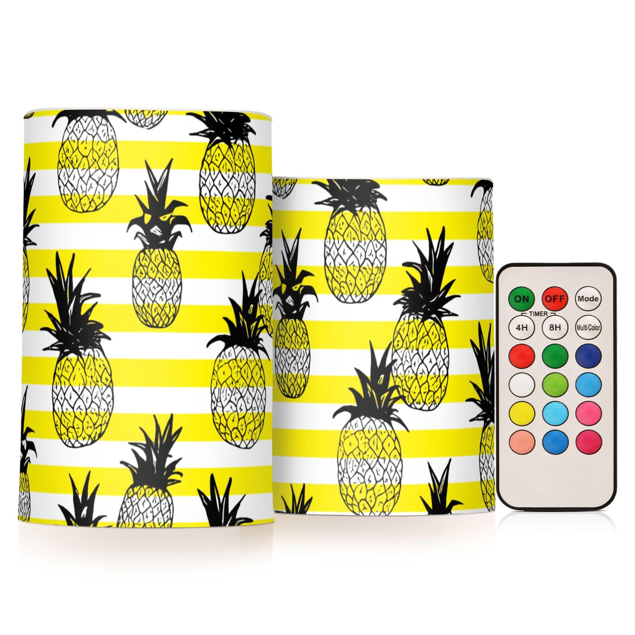 Sevdomey Pineapples Flameless Candles with Remote Control, Realistic Flame Candles, 24H Timer Battery Operated LED Battery Candles for Home Decor