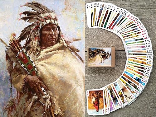 Naipes de los indios (baraja de póquer 54 cartas todas diferentes) Vintage Retro Indios Wild West Native American