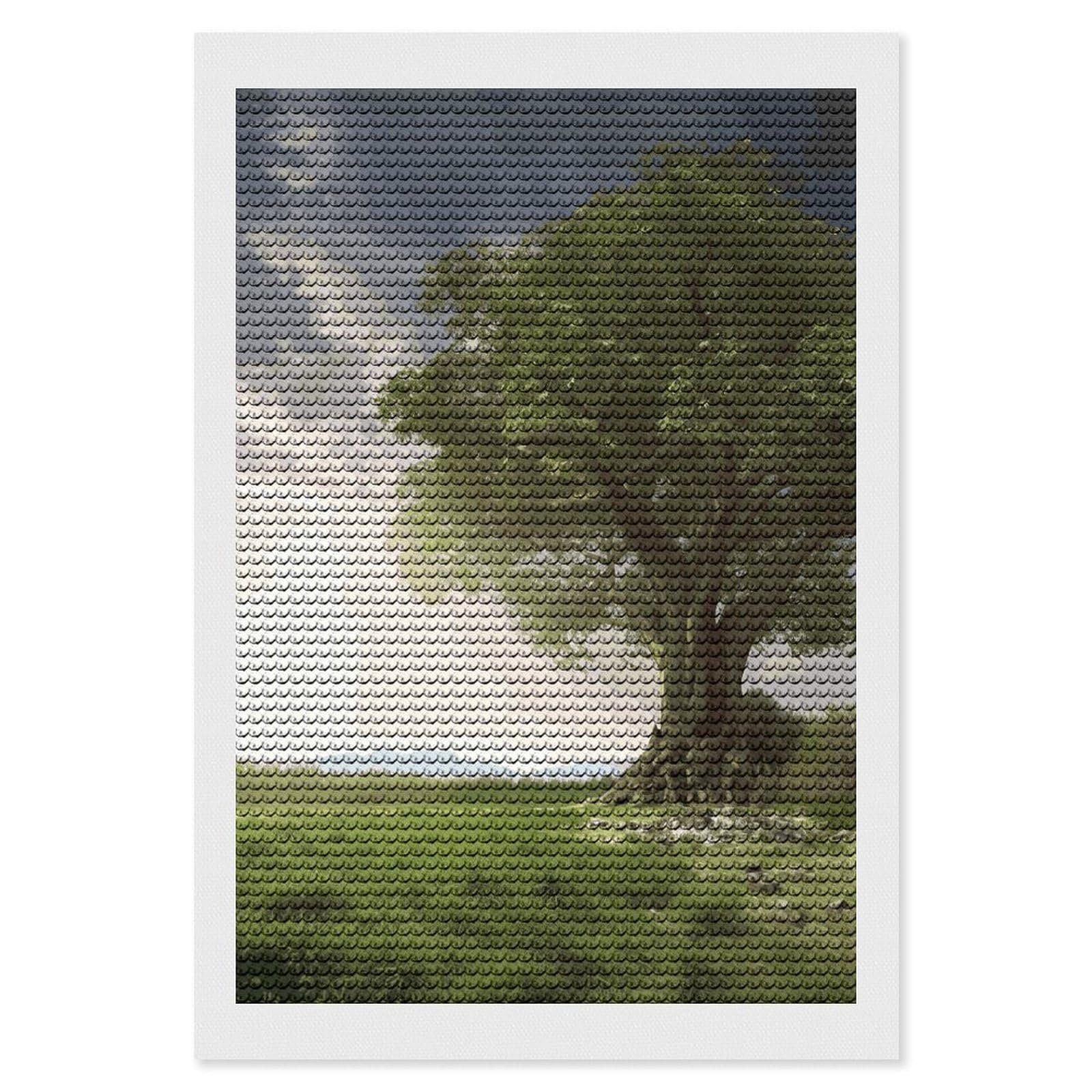 LDGSUPH Tree with Branch Scenery Diamond Painting Kits for Adults Paint with Diamond Pictures Art DIY Full Drill Diamond Dots Painting Personalized Diamond Photo for Home Wall Decor Gift 8"x12"