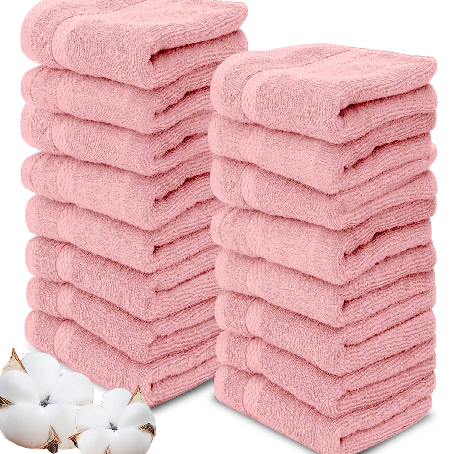 STAYOUNG 16 Packs Premium Wash Cloths and Face Towels - 34cm x 34cm oft and Absorbent Washcloths Set for Bathroom,Spa,Gym(Pink)