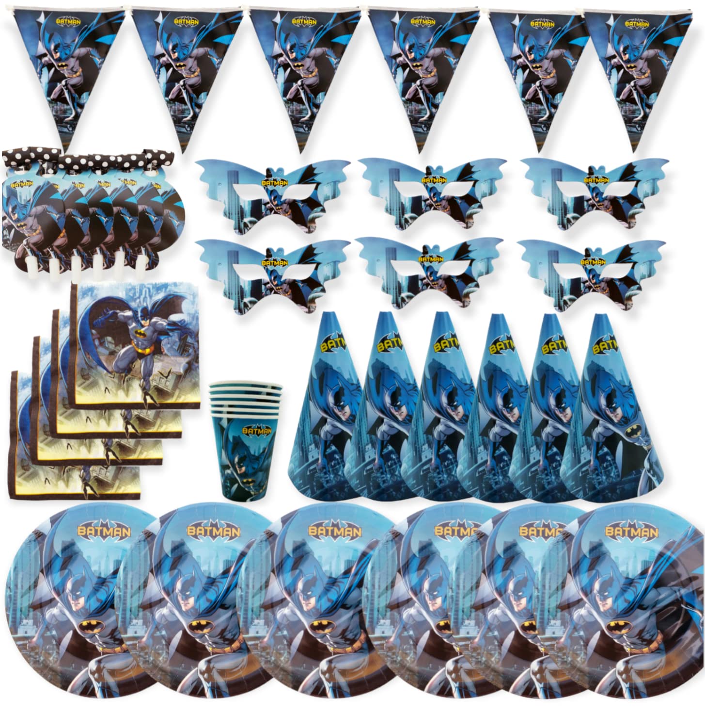 FAM 37pcs Batman Tableware for Superhero Birthday Party - Supplies and Decorations
