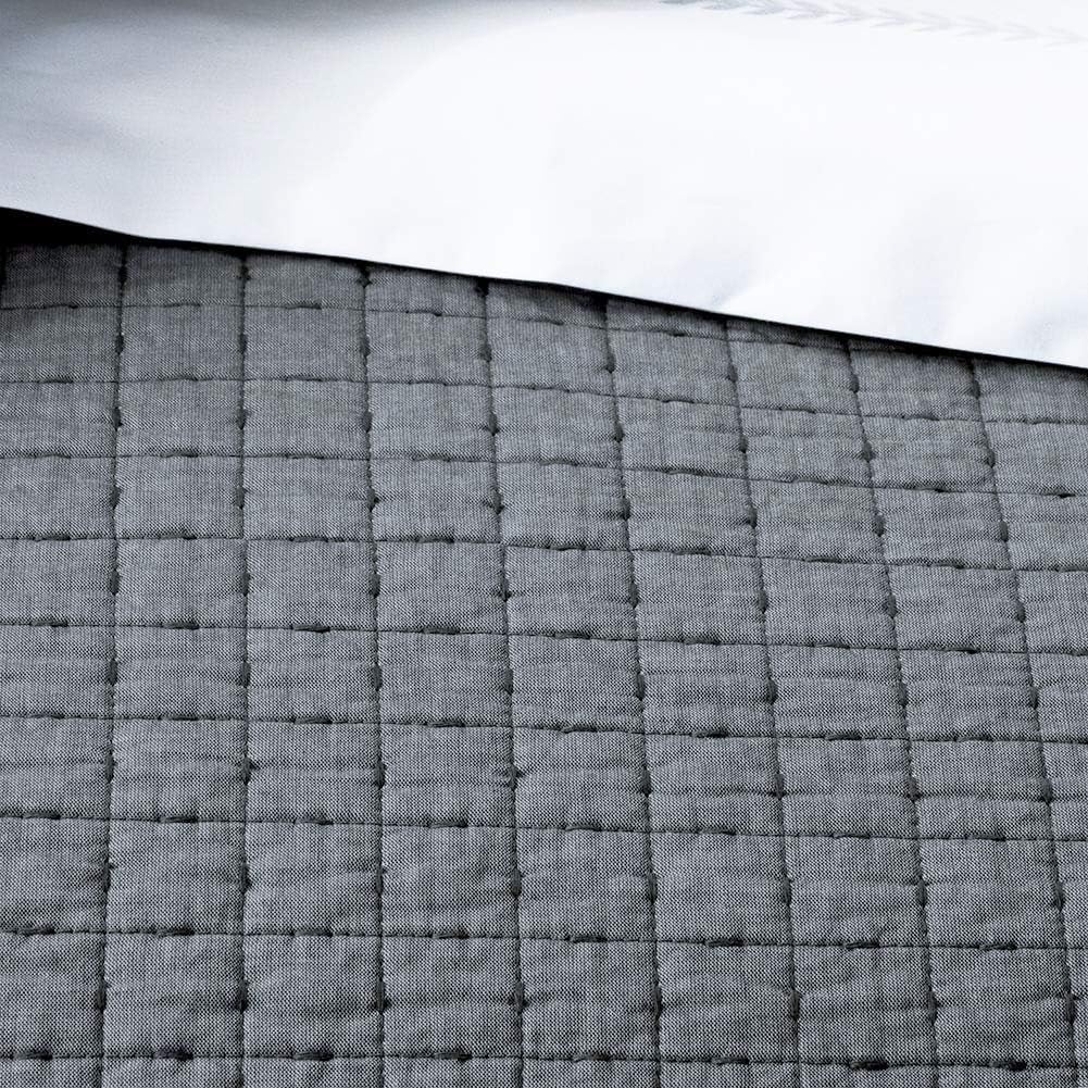 Big Sale Elegant Life Home Cotton Yarn Dyed Chambray Collection Cotton Fill - Lightweight Square Detailed Stitching Bedding Quilt, Queen Gray Color, 88” x 92” Amazon Crazy 🔥 Deals Elegant Life Home Cotton Yarn Dyed Chambray Collection Cotton Fill - Lightweight Square Detailed Stitching Bedding Quilt, Queen Gray Color, 88” x 92”