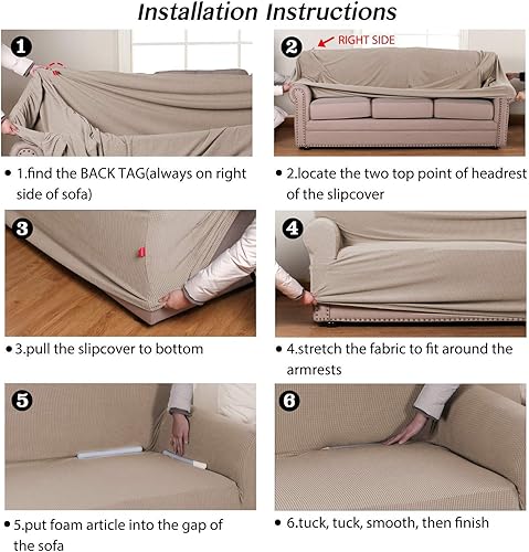 Miniatura 6 de Turquoize Funda de sofá jacquard de 1 pieza, tamaño de sofá y silla, color caqui