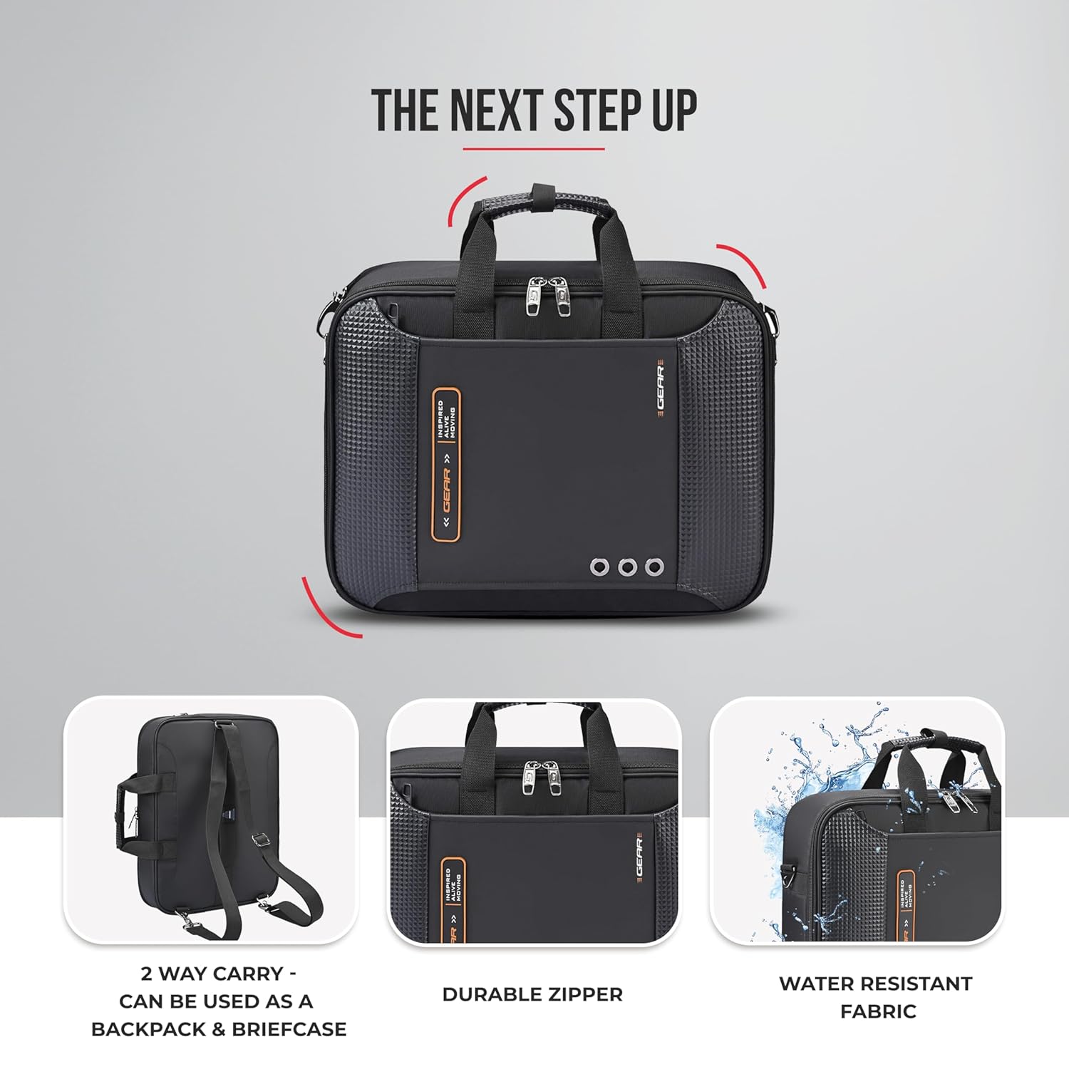 Gear Inspired Alive Moving 14L/16" Faux Leather Water Resistant Laptop Briefcase/Office bag/Laptop Messenger for Men/Women (Black - Orange) 12 81qtdHkJhSL. SL1500