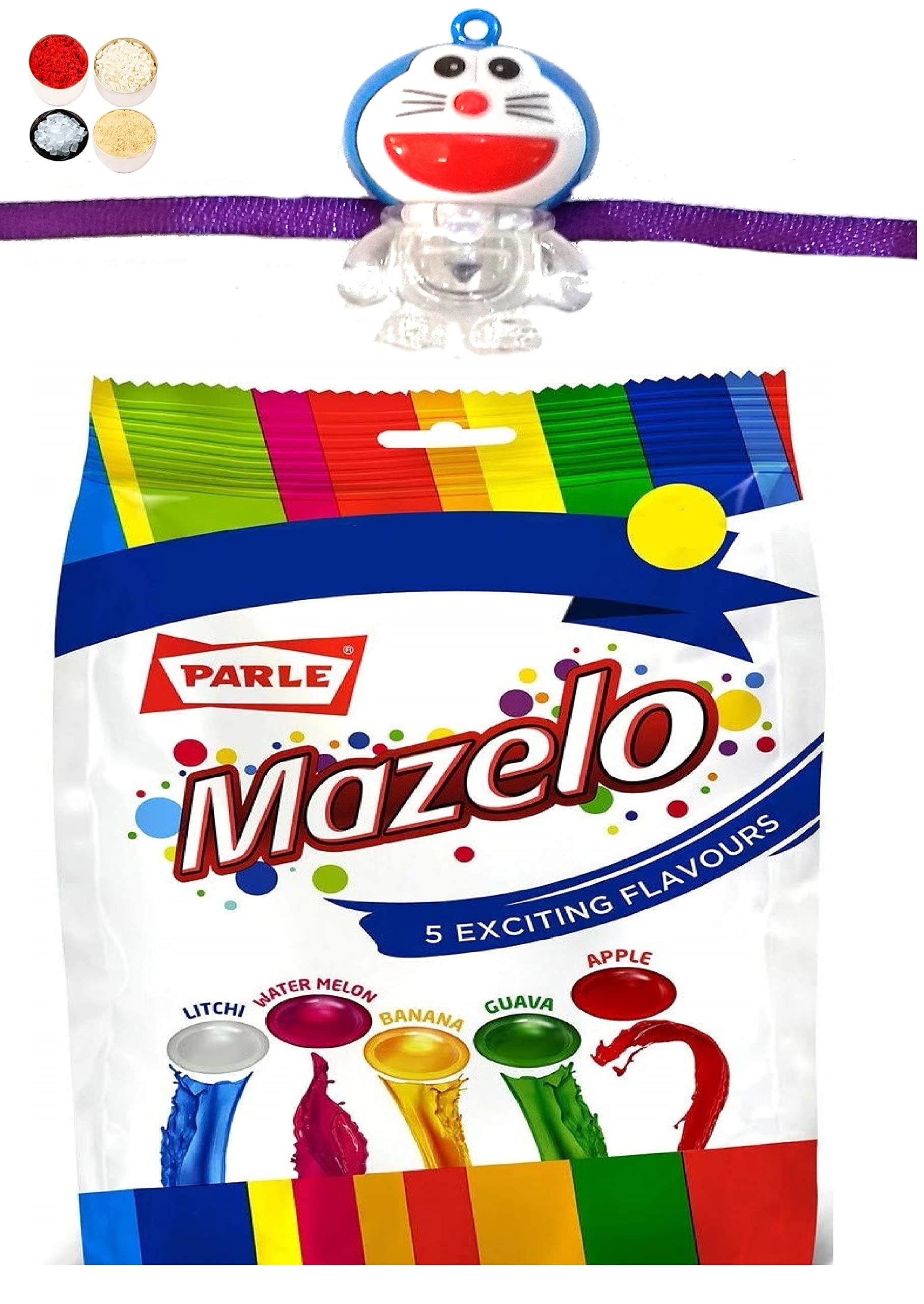 Rakhi for Kids Doremon LED, Parle Mazelo Fruit Candy Bag Gift, Tikka with Personal Message & Roli Chandan Chawal Mishri Pack for Bhai Bhaiya Brother (B0B66X79QG) Amazon Price History, Amazon Price Tracker
