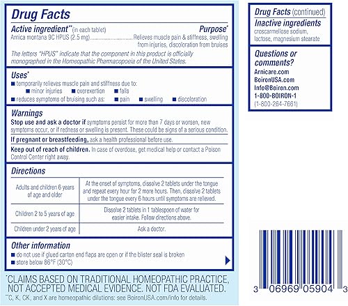 Miniatura 7 de Medicina homeopática Árnica Montana Boiron ABO-089 1 1